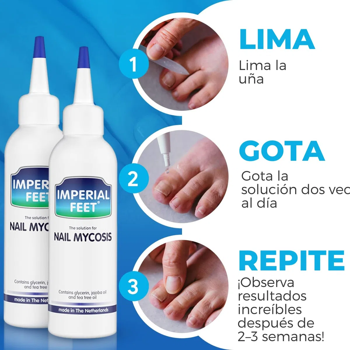 Imperial Feet Nail Mycosis Quita Hongos Uñas Pies-Tratamiento Hongos Uñas Pies-Fortalecedor de Uñas-Ablandador de Callos y Durezas-Tratamiento Hongos Uñas-Reparador Uñas Dañadas y Debiles-XL 75ML