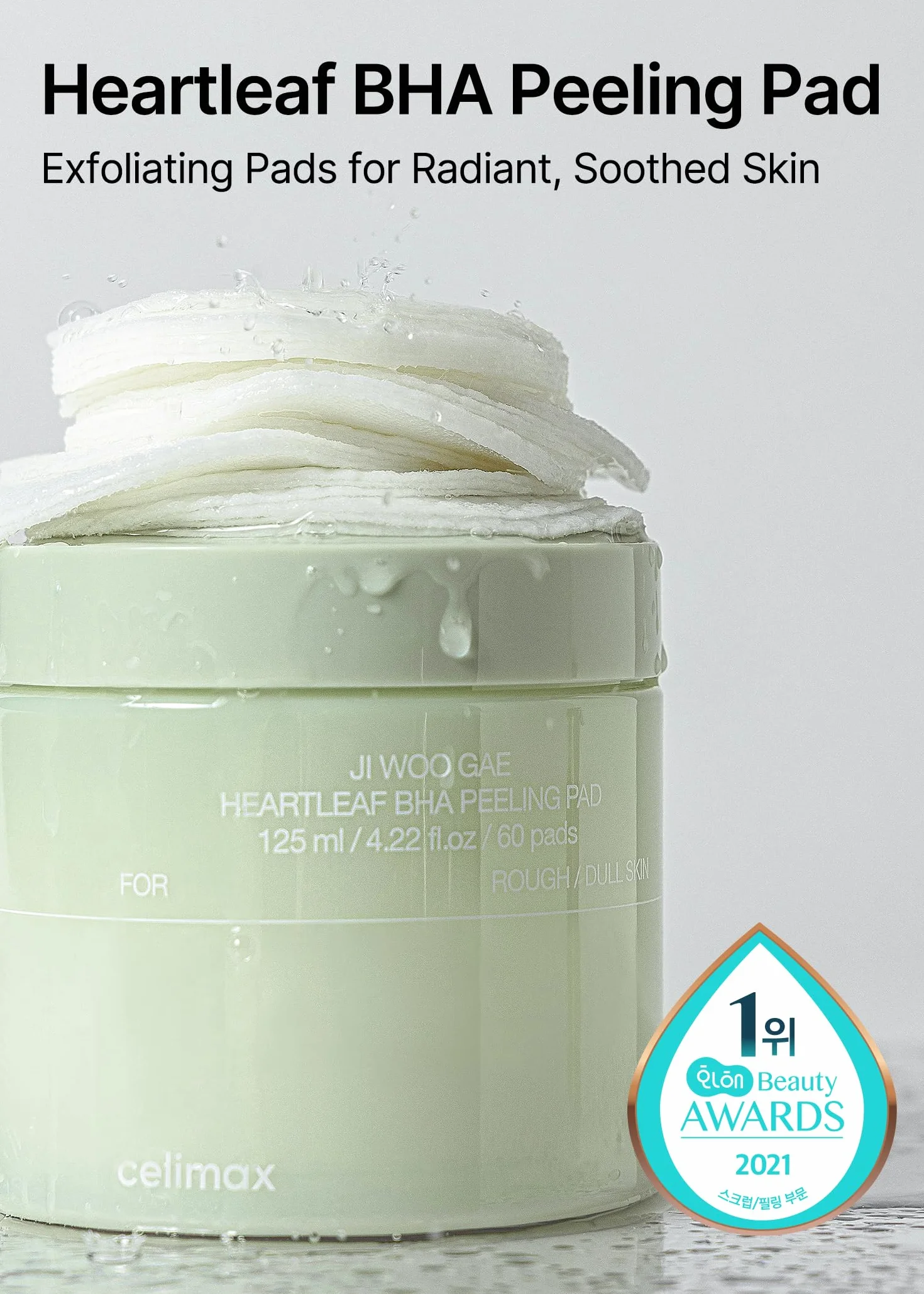 celimax Discos Exfoliantes Gae Heartleaf Bha Con Extracto De Heartleaf, Discos Tónicos Exfoliantes, Exfoliantes Faciales, Hidratantes, Para Pieles Problemáticas Y Con Brotes (60 Discos)