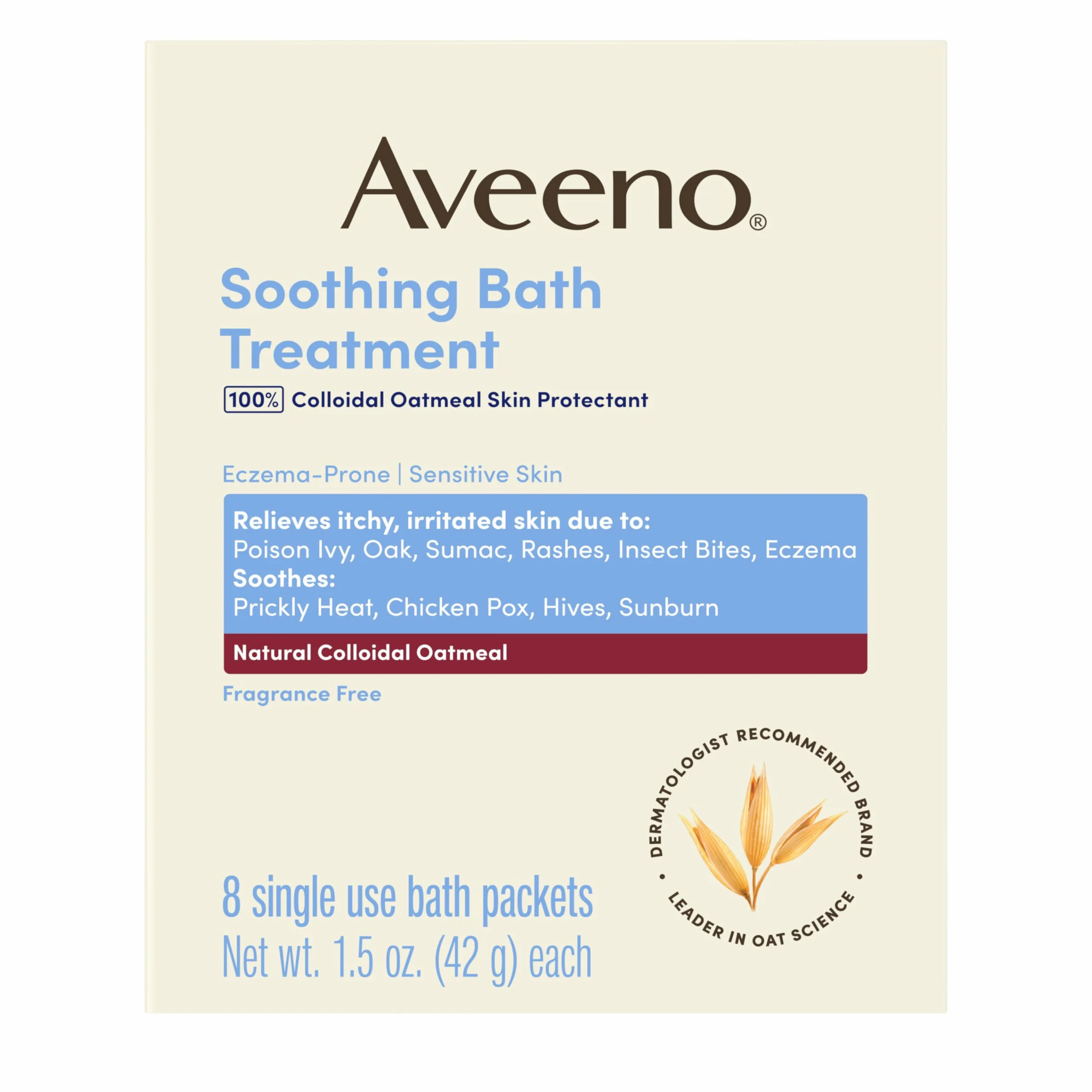 Aveeno Soothing Bath Treatment, 8 Count, net wt. 1.5oz. by Aveeno