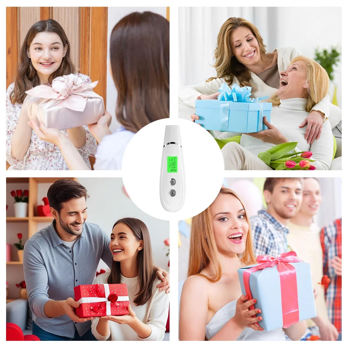 Medidor de humedad de la piel, máquina analizadora digital de piel, pantalla LCD de 5 x 1.9 x 1.57 pulgadas, dispositivo de cuidado facial, medición profesional de nivel de aceite de agua, salón de