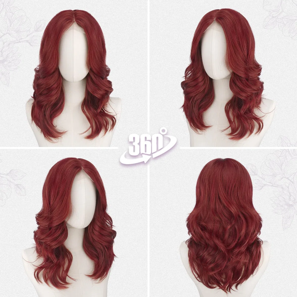 BARSDAR Corta Ondulada Cobrizo Rojo Peluca, 40cm Shoulderlongitud Cobrizo Pelucas para Mujer Corta Wave Layered Peluca con Face-Framing Curtain Bangs Aspecto Natural Sintética Pelucas de Pelo Party