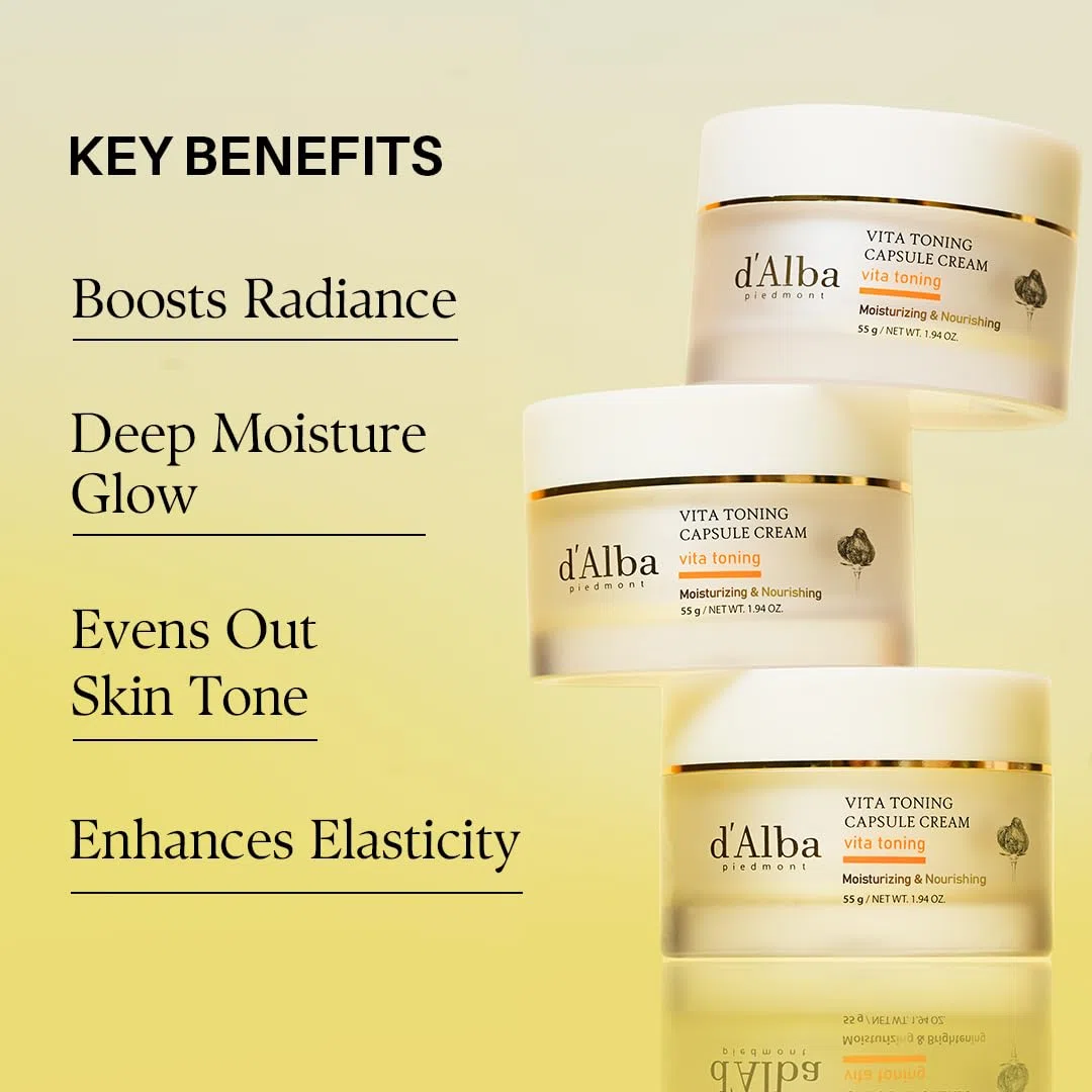 d’Alba Piedmont Crema facial hidratante profunda Vita Toning Capsule Cream, con cápsulas de aceite Vita-Cera para un efecto piel de cristal (55 ml)