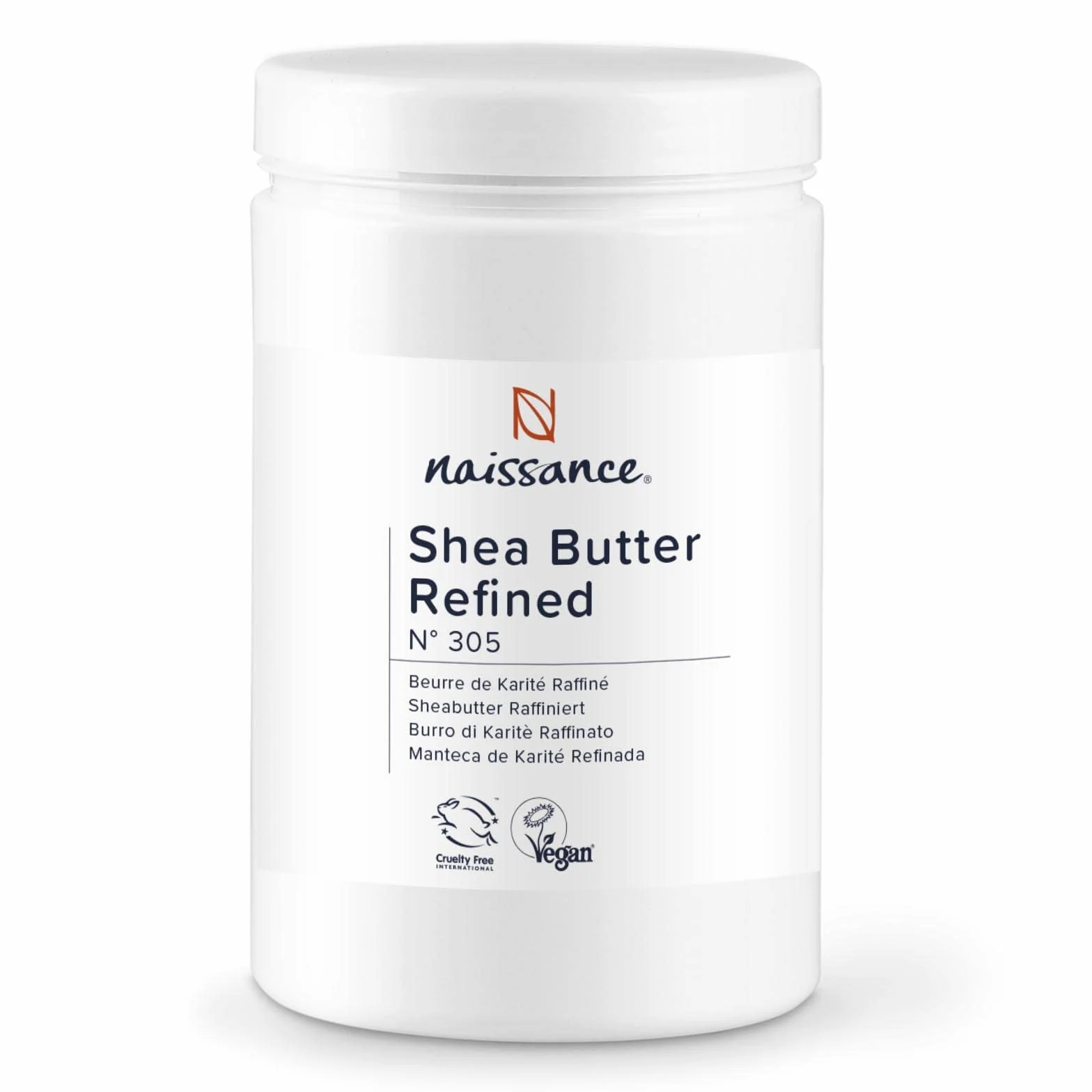 Naissance Manteca de Karité Refinada (No. 305) - 1kg - Natural, Puro, Vegano - Hidratante y Nutritivo para Cuerpo, Cara, Piel, Pelo, Uñas, Cabello