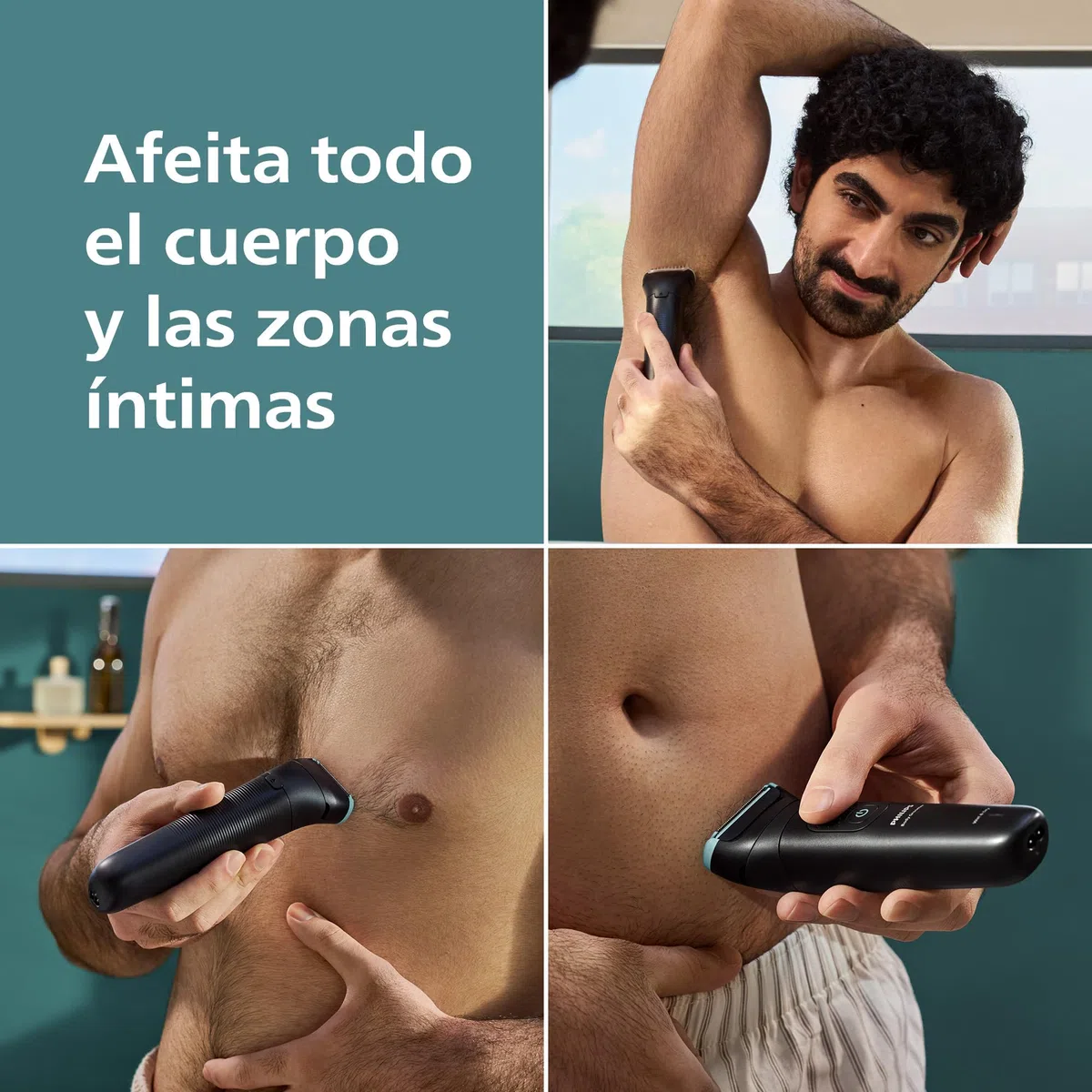 Philips Afeitadora Corporal Series 5000 - Recortadora para Hombre con Sistema Triple Protect, Afeita y Recorta la Zona Íntima, Apta para la Ducha, 100 min. de autonomía. BG5485/30