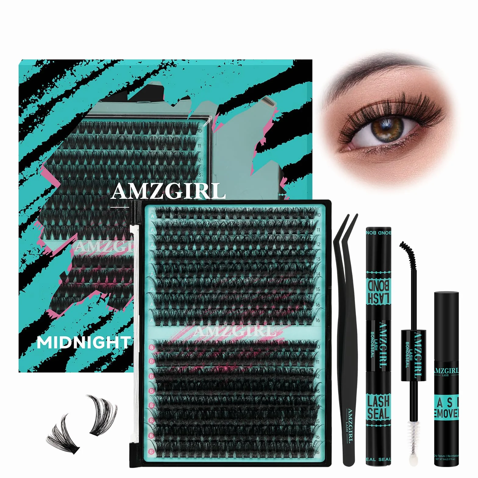 Kit de Extensiones de Pestaña 320 Piezas, DIY con Pegamento y Sellador, Removedor de Pestañas (7090D, Kit D-Mix 10-16mm)