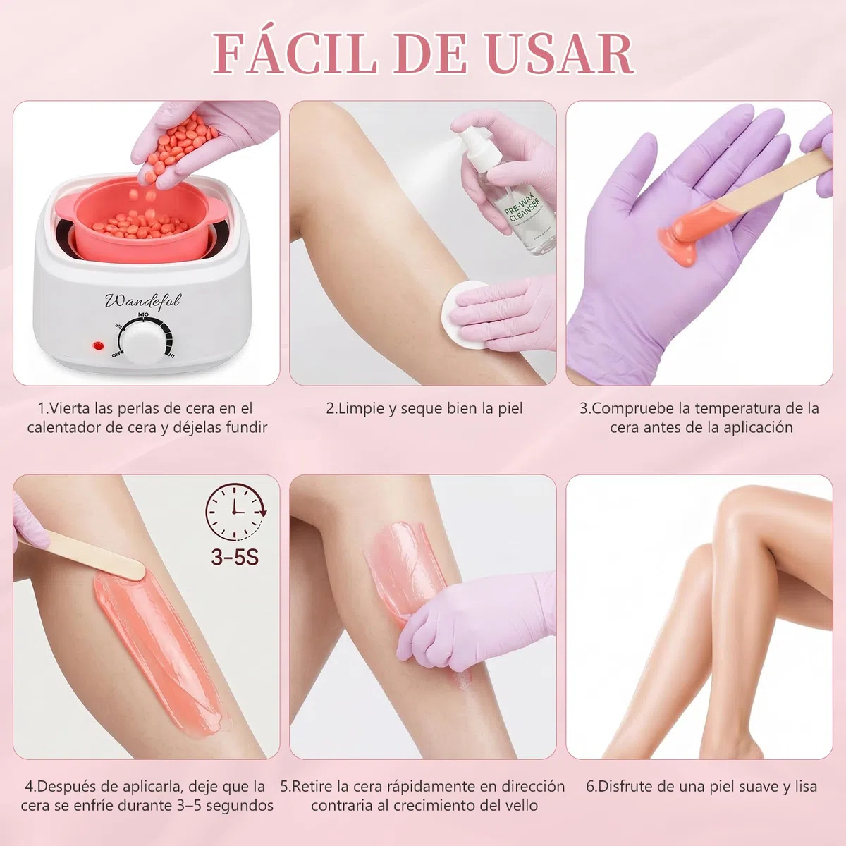 Juego de depilación profesional Wachsgerät Calentador de Cera Depilatoria - Máquina de Cera Caliente para Depilar con 4x100g Cera Depilatoria