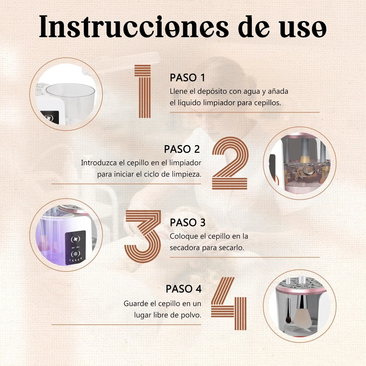 Limpiador eléctrico automático 3 en 1 para pinceles de maquillaje con secador, máquina de limpieza con enchufe para pinceles de maquillaje – incluye estación de secado y cuidado higiénico