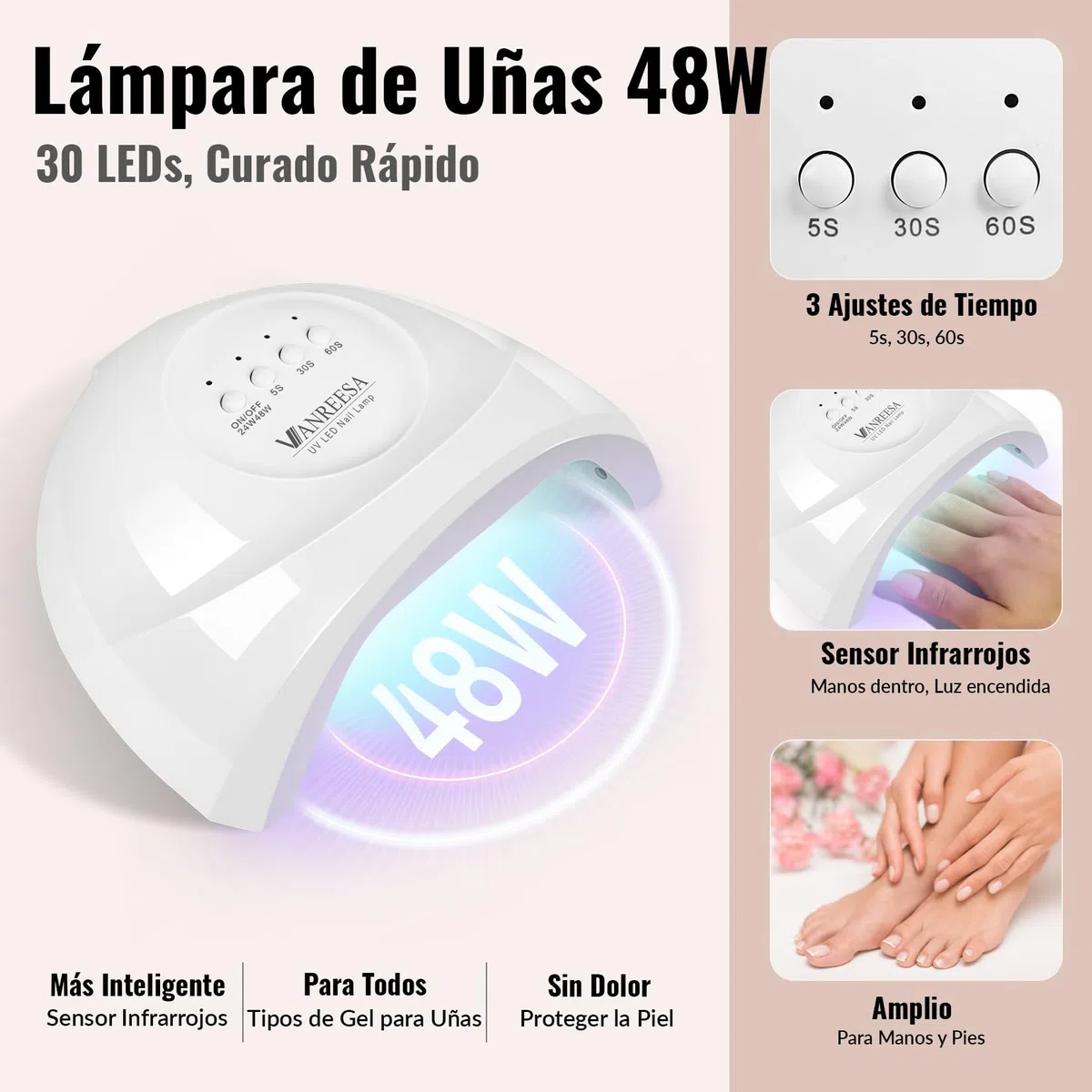 VANREESA Kit Uñas Semipermanentes 16 Colores Uñas Semipermanentes Kit Completo con Lámpara U V 48W Set Manicura Semipermanente con Mate Top Base Coat