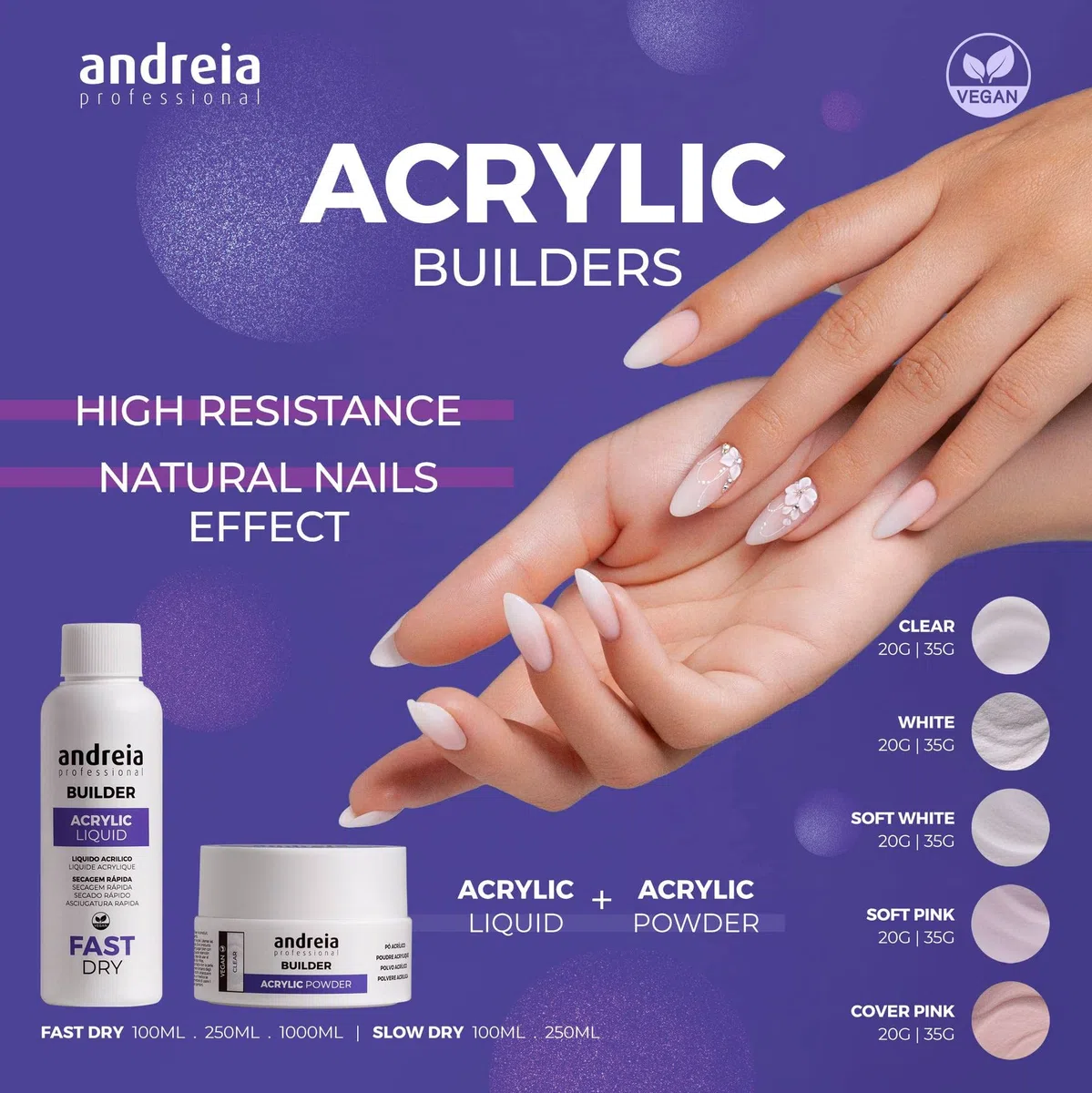 Andreia Professional Monómero acrílico profesional para constructores de uñas líquido, secado rápido, 250 ml, para profesionales, secado rápido, extensiones de adherencia fuerte de calidad de salón