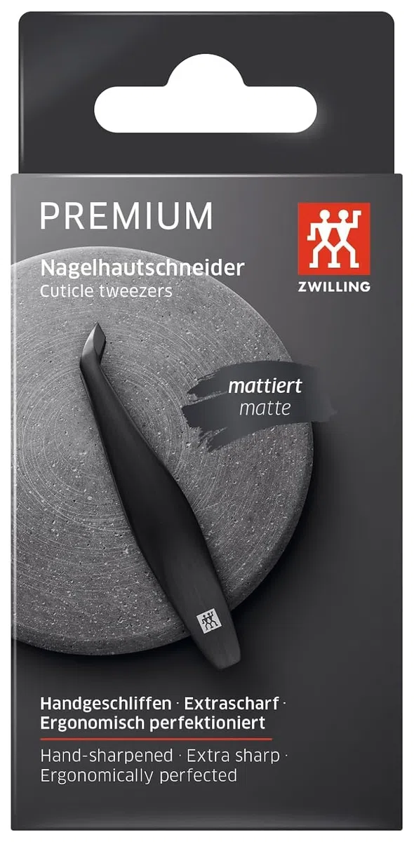 ZWILLING Corta cutículas (eliminación precisa de los restos de cutículas, bordes cortantes afilados y angulados, hipoalergénico), acabado mate, premium, negro