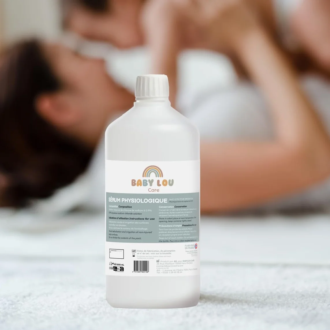 Suero Fisiológico botella 2x1L | NaCl 0,9% | Fabricado en Francia | Lavado de las fosas nasales | Higiene nasal | Para irrigación externa