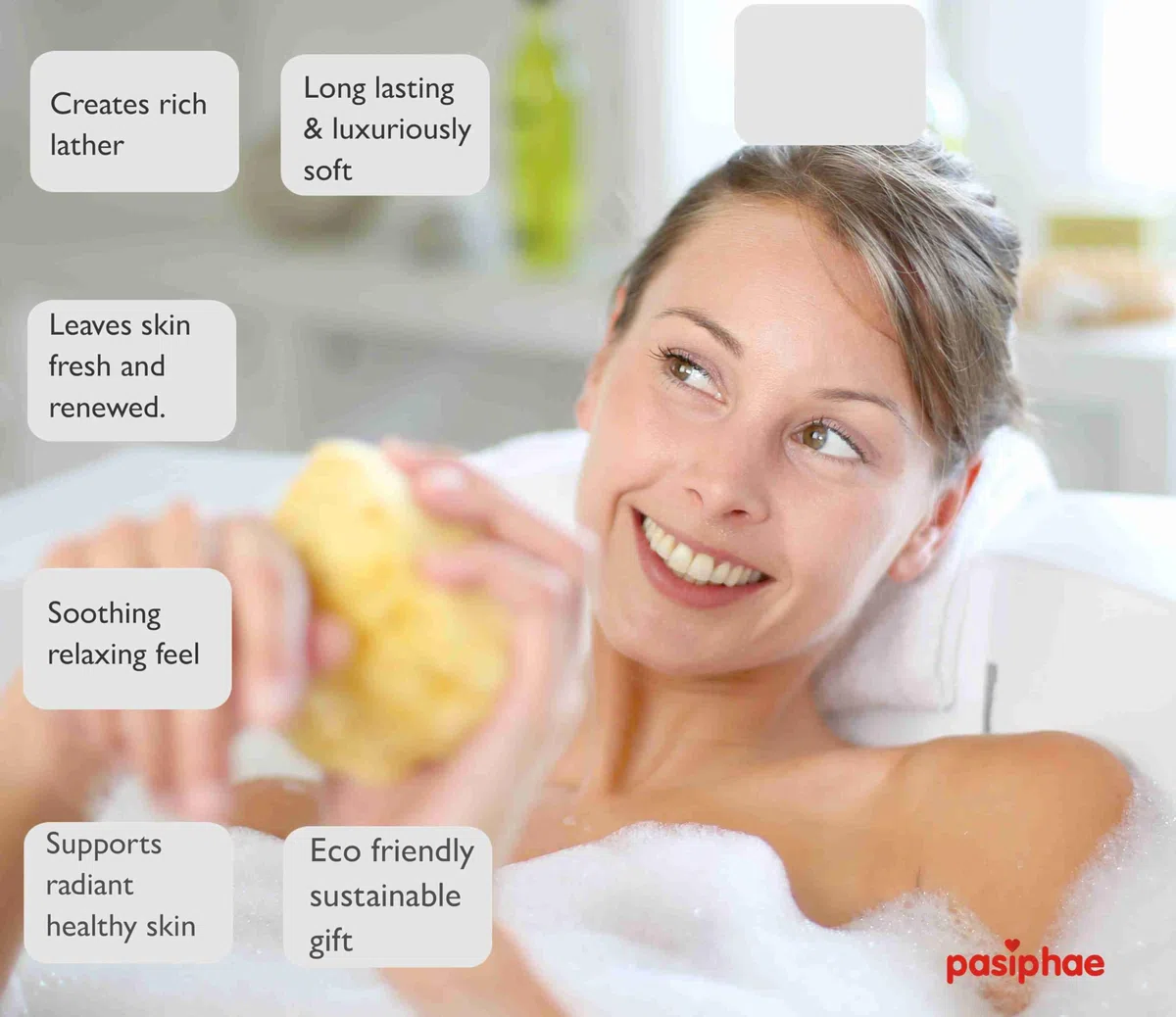 Pasiphae - Esponja de baño natural de Grecia - Esponja de baño de panal, esponja exfoliante orgánica suave para adultos, esponja corporal ecológica para mujeres y hombres (talla L, 1 unidad)