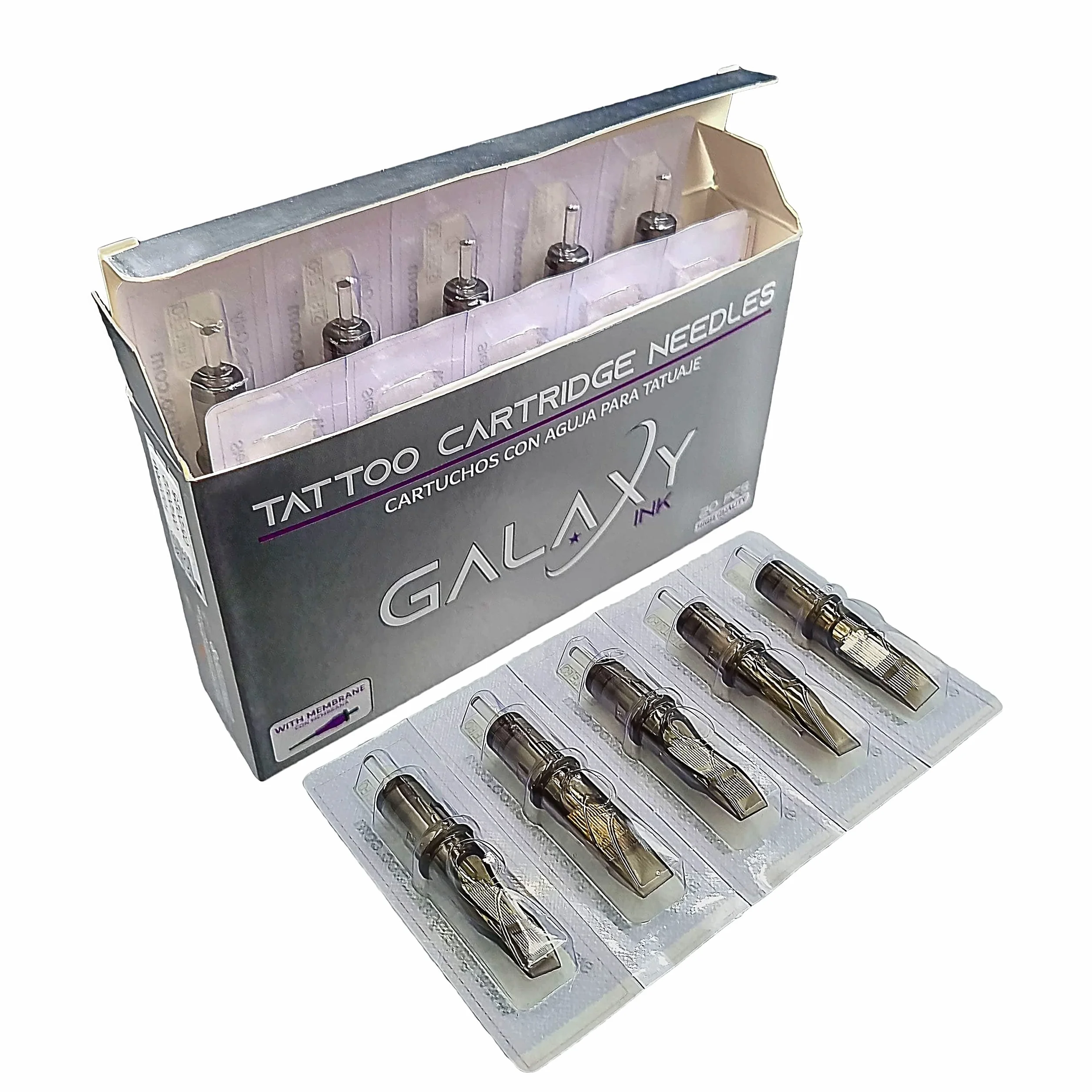 GALAXY INK - Cartucho 3 ROUND LINER (0.30mm) para tatuaje - Caja 20 unidades