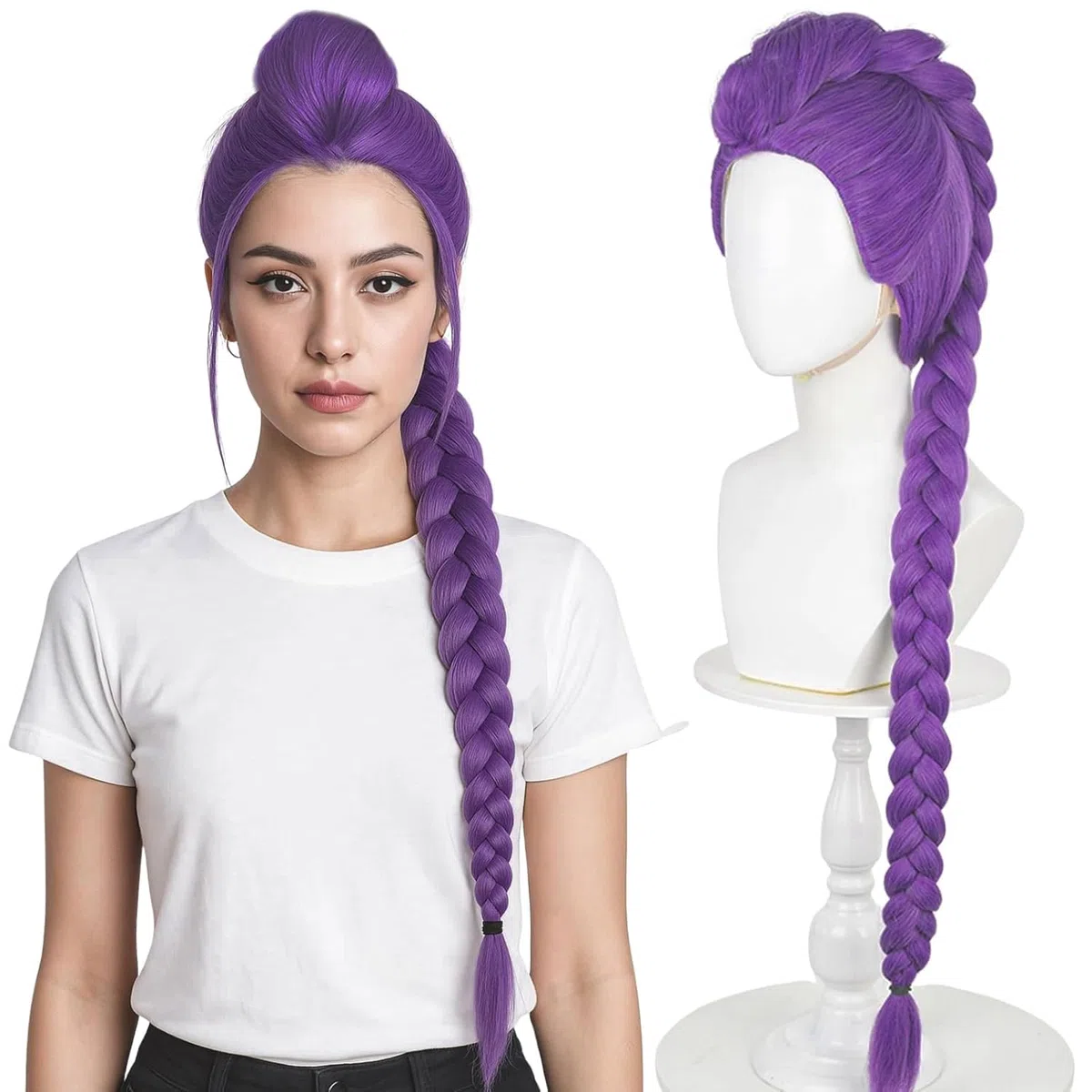 PORSMEER Peluca de Cosplay Anime Rumi Pelucas Accesorio de pelo largo y liso para mujeres
