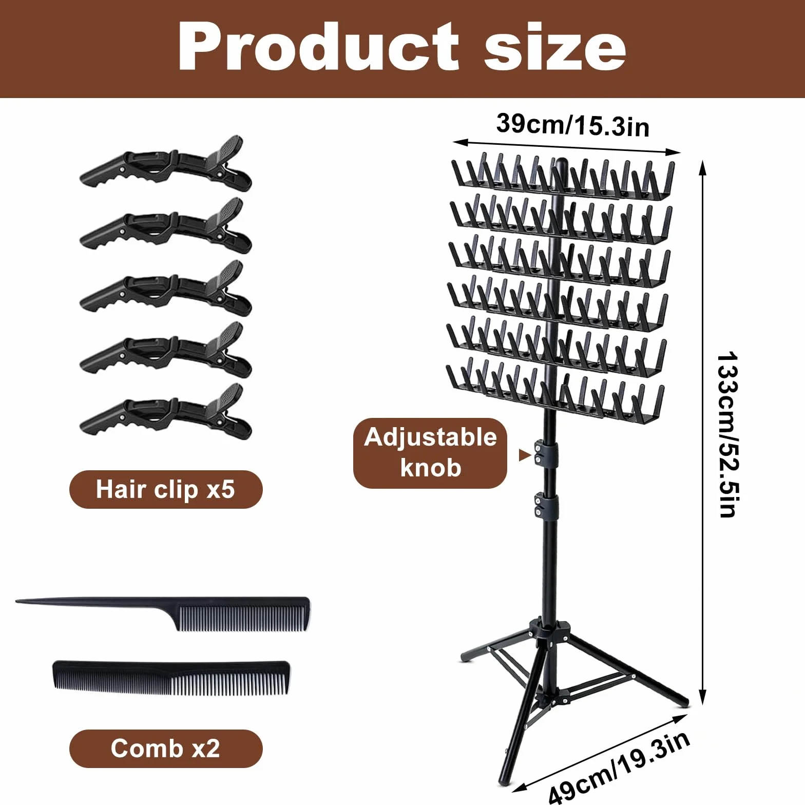 FARYODI Soporte ajustable para pelo trenzado, soporte para pelucas con 144 pines, organizador para peluquerías y trenzas