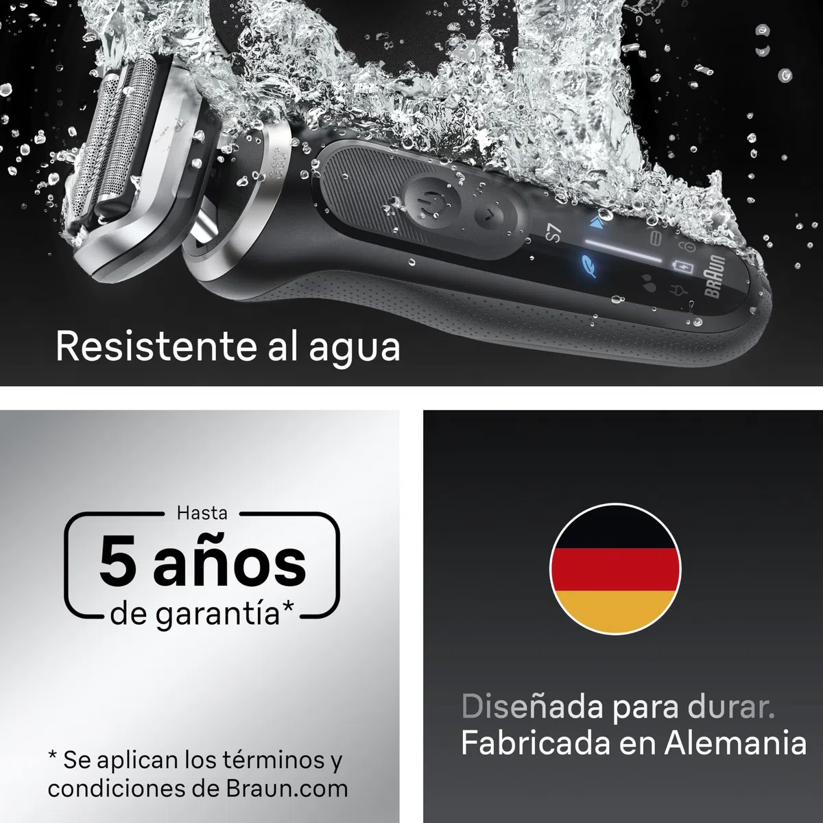 Braun Series 7 Afeitadora Eléctrica Hombre, 72-N1200SI, Negro - Máquina De Afeitar Barba Resistente al Agua, 3 Modos de Afeitado, Recargable, 60 Min De Uso, Recortadora De Precisión, Estuche De Viaje