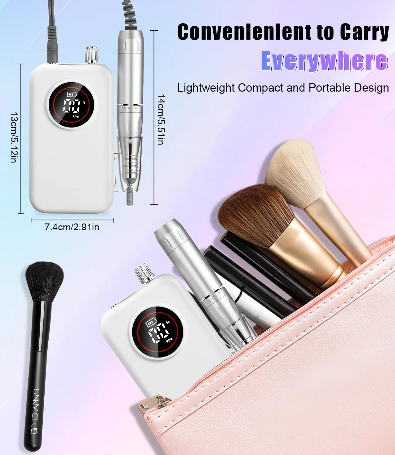Torno para Uñas Profesional, 45,000RPM Lima Electrica Uñas, Velocidad Ajustable,Set de Accesorios para Manicura y Pedicura con Brocas de Cerámica,para Uso Doméstico Salones de Uñas