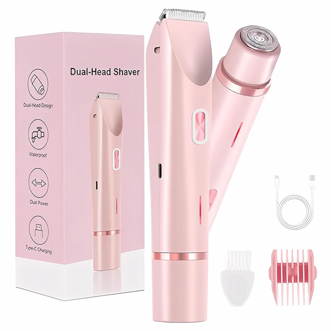 Doble Cabeza Depiladora Mujer,Eléctrico Rasuradora Mujer, IPX7 Impermeable, Multifuncional, Apta para el Cuerpo, Las Piernas y los Brazos, Regalo para Mujer