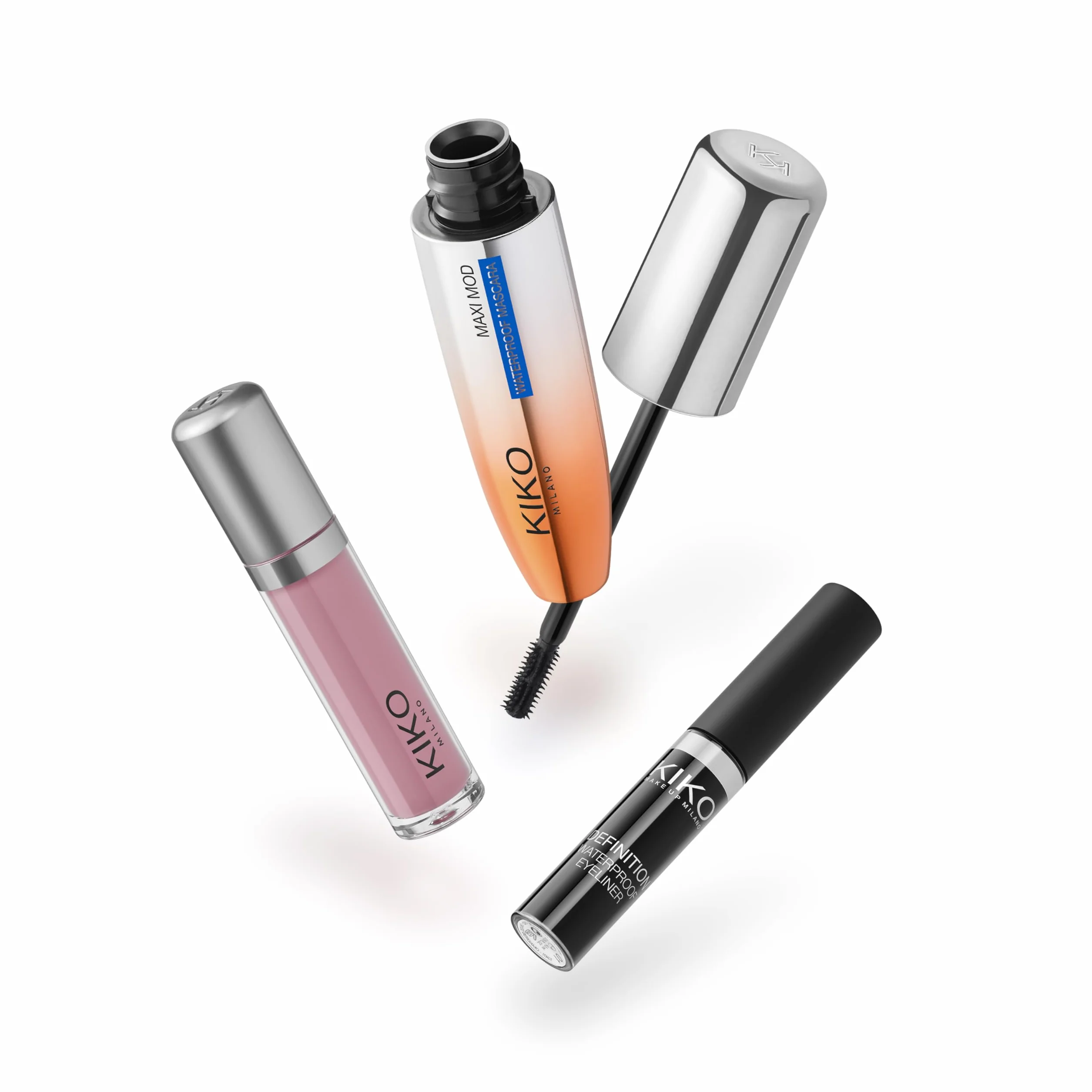 KIKO Milano Unmissable Makeup Set, Kit De Maquillaje: Máscara De Pestañas Y Delineador De Ojos Resistentes Al Agua, Labial Líquido Mate