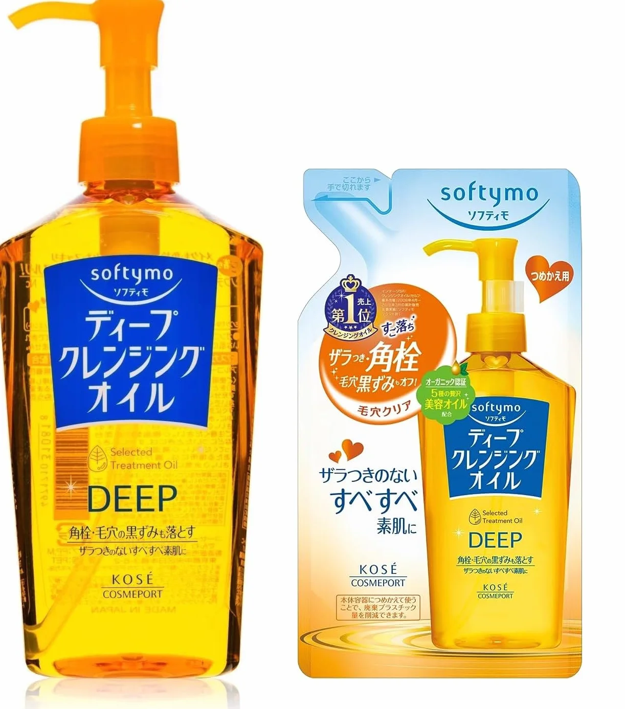 Aburiya Kose Softymo Deep Cleansing Aceite Limpiador Profundo, 230ml & Recarga 200ml, Made in Japan