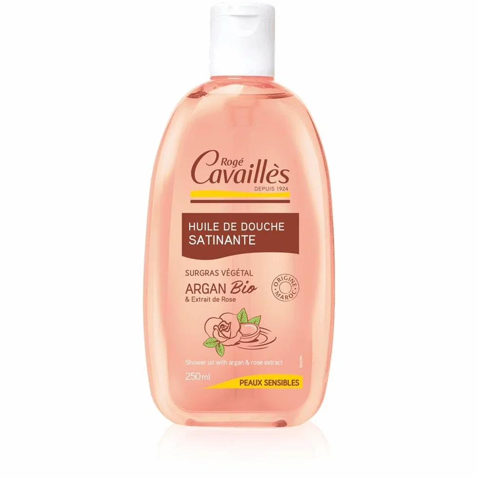 Aceite de ducha y baño orgánico argán satinado 250 ml piel sensible con sobregrasa activa Rogé Cavaillès