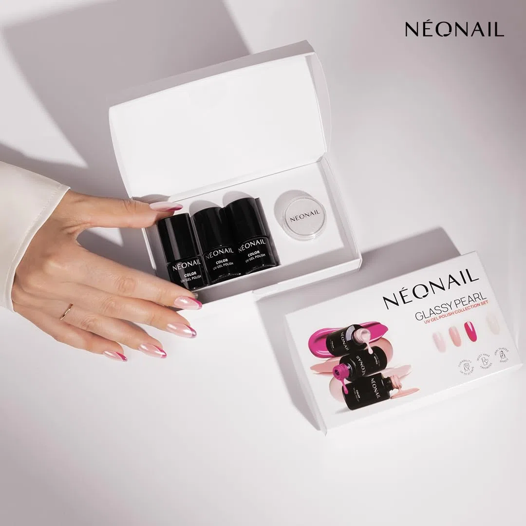 NÉONAIL Glassy Pearl ​Collection Set​ - Pintauñas Semipermanentes - Glassy Pearl Effect - Esmaltes Semipermanentes Para Uñas - Kit Manicura Semipermanente - Polvo Uñas Efecto Perlado - Efecto Glaseado