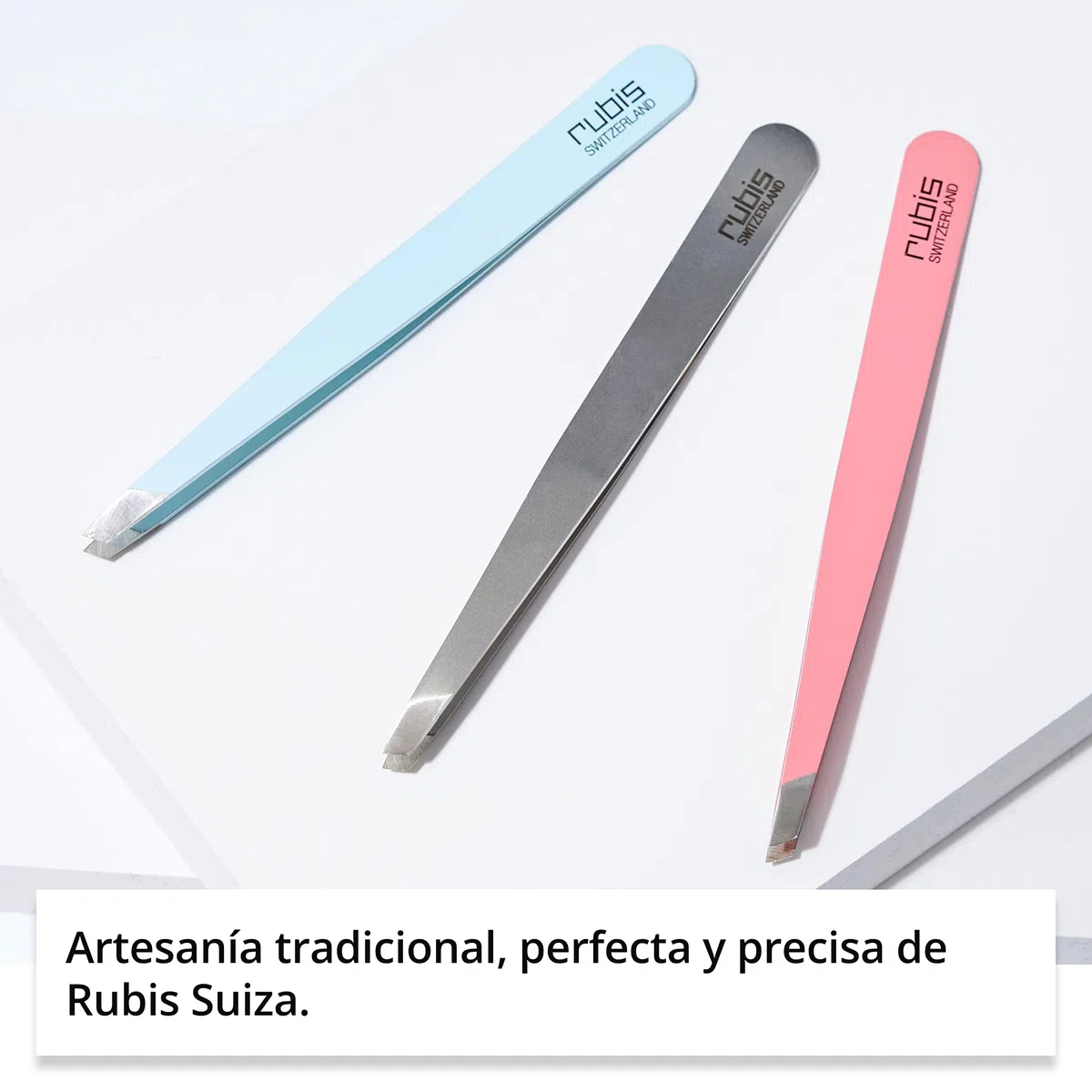 Rubis clásico - Pinzas de Depilar Profesionales - Pinza de Acero Inoxidable - Depilacion de Gran Precision para Cejas y Pelo Facial (oblicua/slant, rosa)