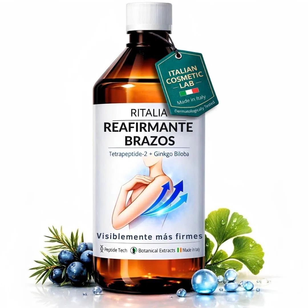 RITALIA Tratamiento Reafirmante Brazos 500 ml – Sérum para Flacidez y Brazos Flácidos con Peptidos y Ginkgo – 12 Aplicaciones – Compatible con Manguitos – Made in Italy