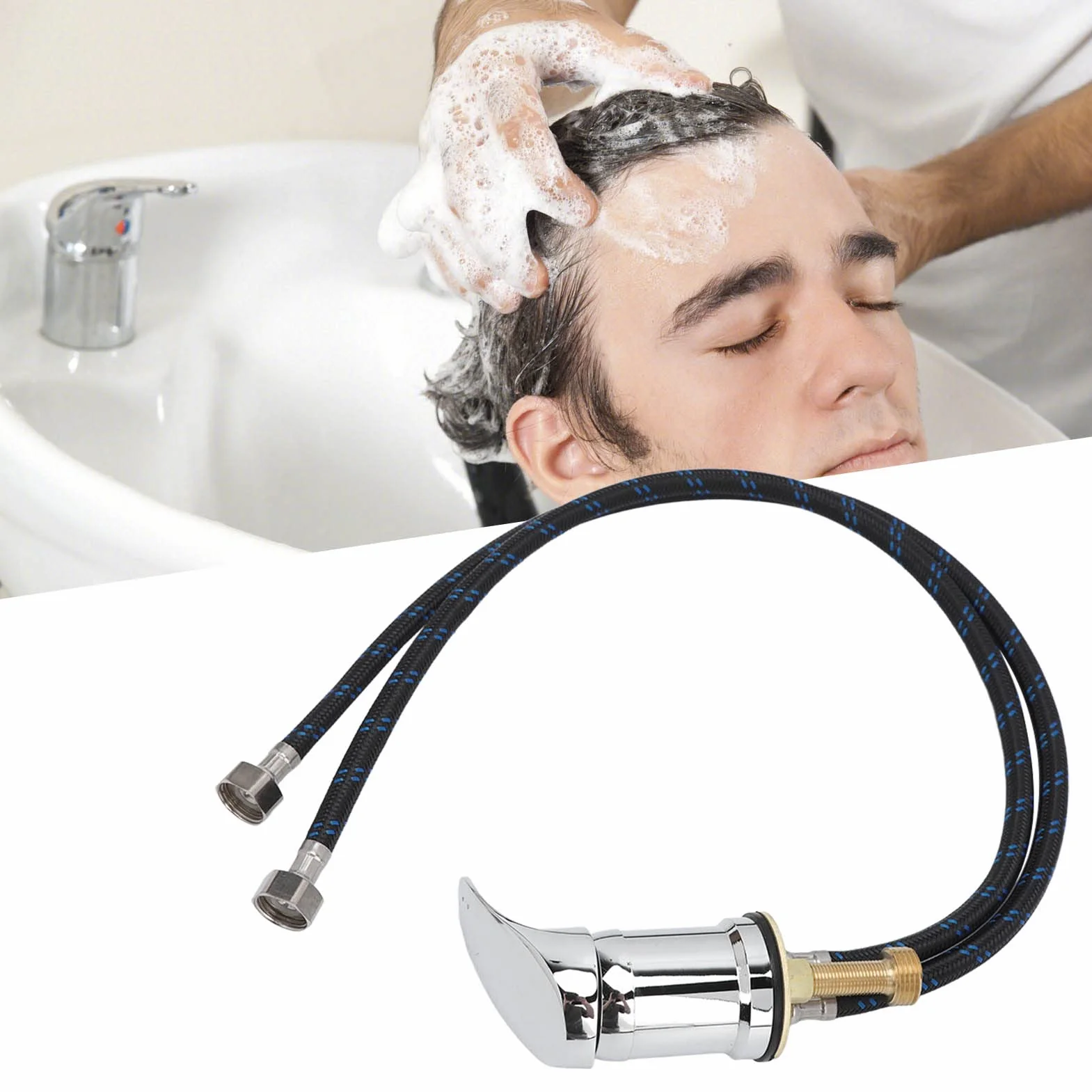 Generic Grifo para Lavabo de Champú de Salón, Válvula Mezcladora de Aleación Manguera para Grifo de Lavabo de Champú Profesional con Revestimiento Electrochapado para Peluquería