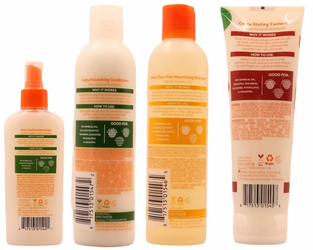 Cantu Care For Kids - Champú + acondicionador + desenredante + fijador de rizos, cuidado suave para cabellos texturizados (juego de 4)