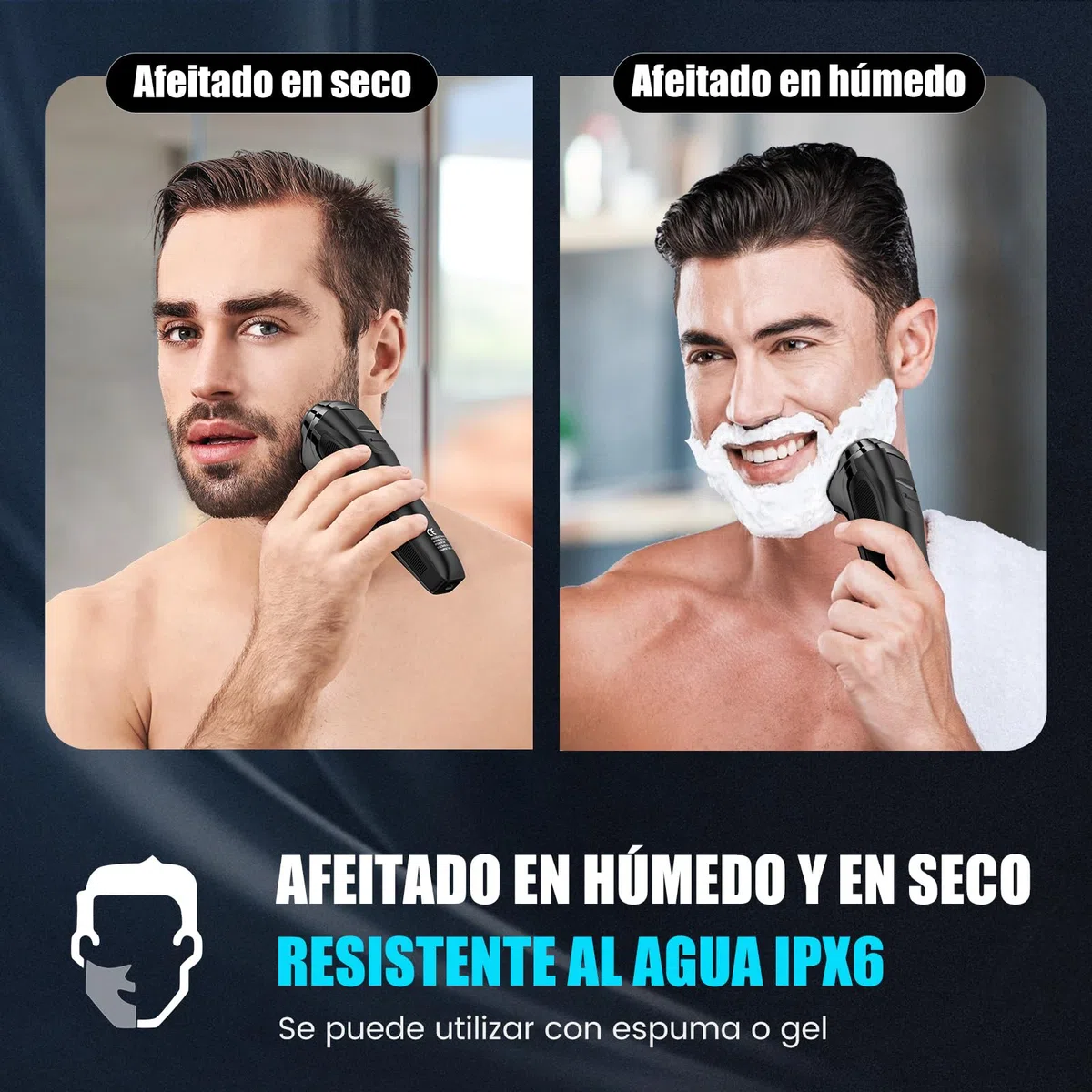 Brightup Maquinilla de Afeitar Hombre con Cabezal Flotante 4D, Afeitadora Eléctrica en Húmedo y Seco para Hombres, Recortador de Barba Impermeable IPX6, Carga USB-C y Recorte Emergente