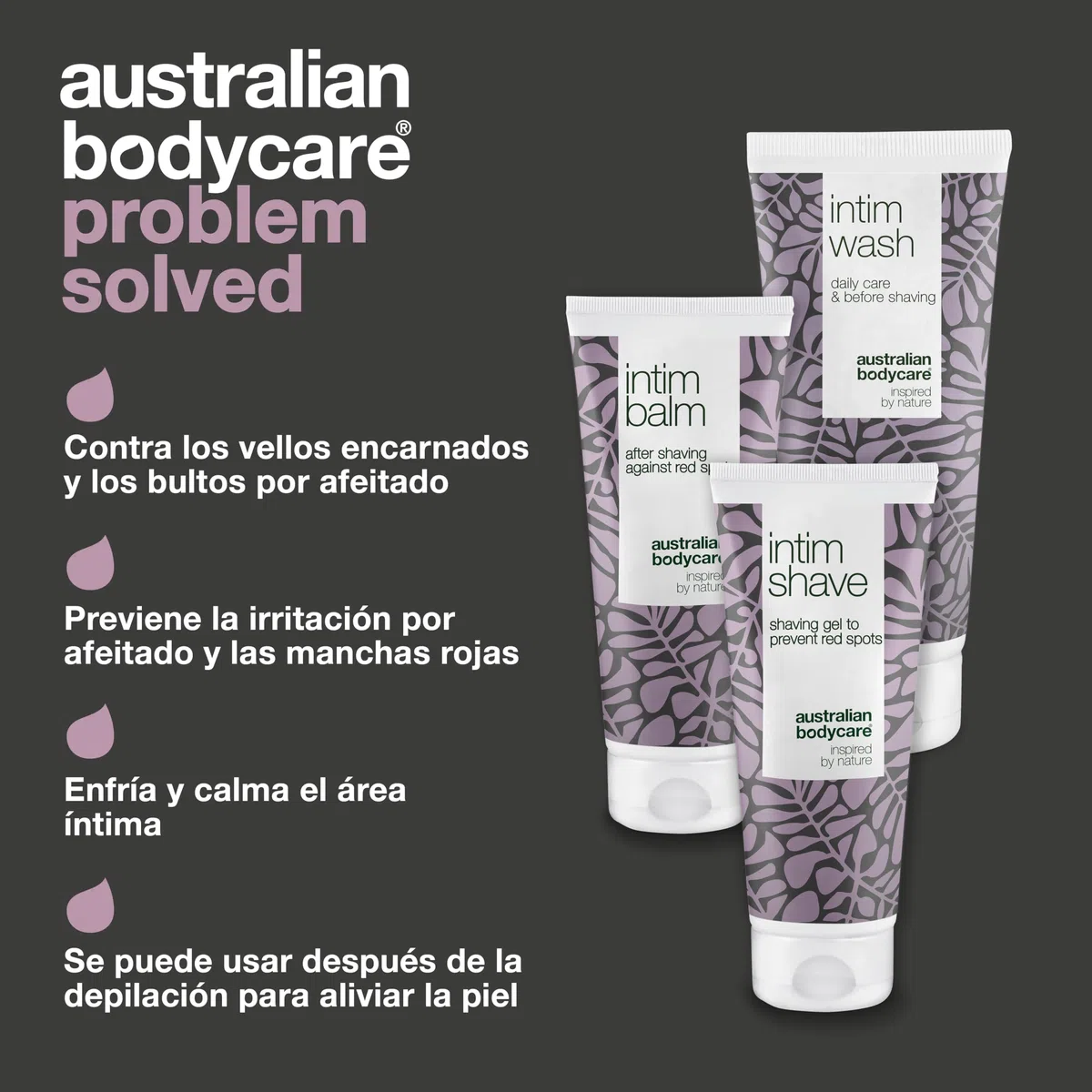 KIT de afeitado íntimo|3 productos para librarse de sarpullidos y vellos encarnados después del afeitado. Contiene|Intim Wash 200 ml, Intim Shave 100 ml, Intim Balm 100 ml | Australian Bodycare
