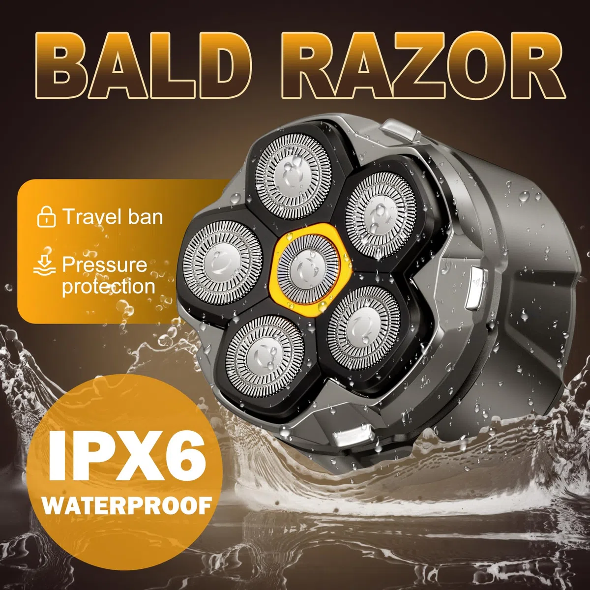 Afeitadora Cabeza Hombre con Pantalla LED, Afeitadoras Impermeables para Hombres Calvos, Afeitadora Eléctrica, Maquina de Afeitar Hombre para Calvo, Afeitado en Seco y Húmedo