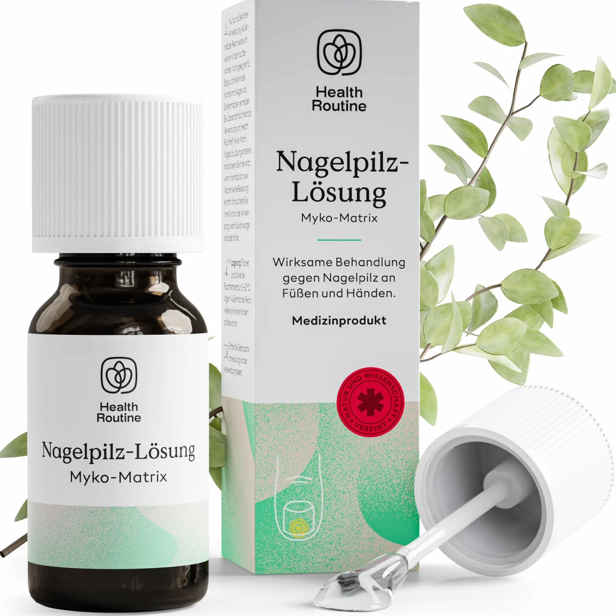 Health Routine Myko-Matrix solución antimicótica para uñas — Dispositivo médico CE para uñas dañadas — Tratamiento con aceite de árbol de té y aceites esenciales — desarrollado en Austria