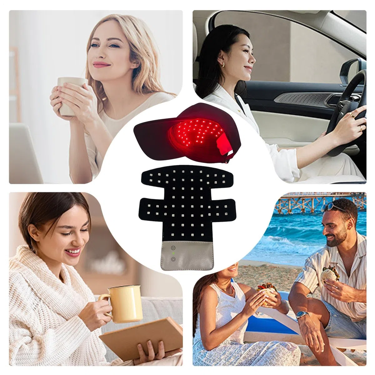 Tapa de terapia de luz para el crecimiento del cabello, tapa infrarroja de 5 V 260 W para evitar la alopecia, dispositivo de crecimiento del cabello evita la alopecia con luz LED para restaurar