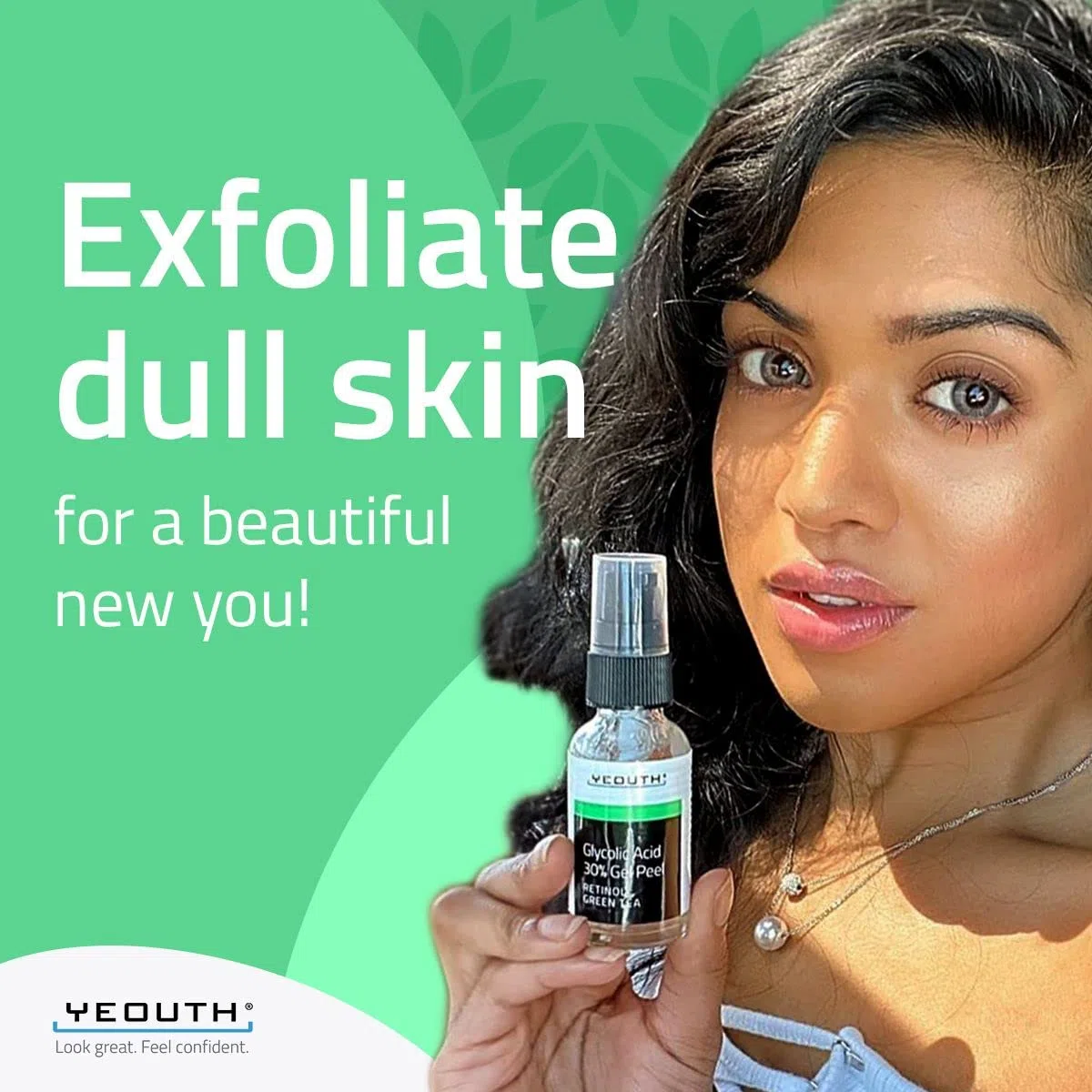 YEOUTH Peeling Ácido Glicólico 30% Cuidado Facial Profesional con Retinol y Té Verde, Exfoliante Facial Skin Care Mujer y Hombres 60ml