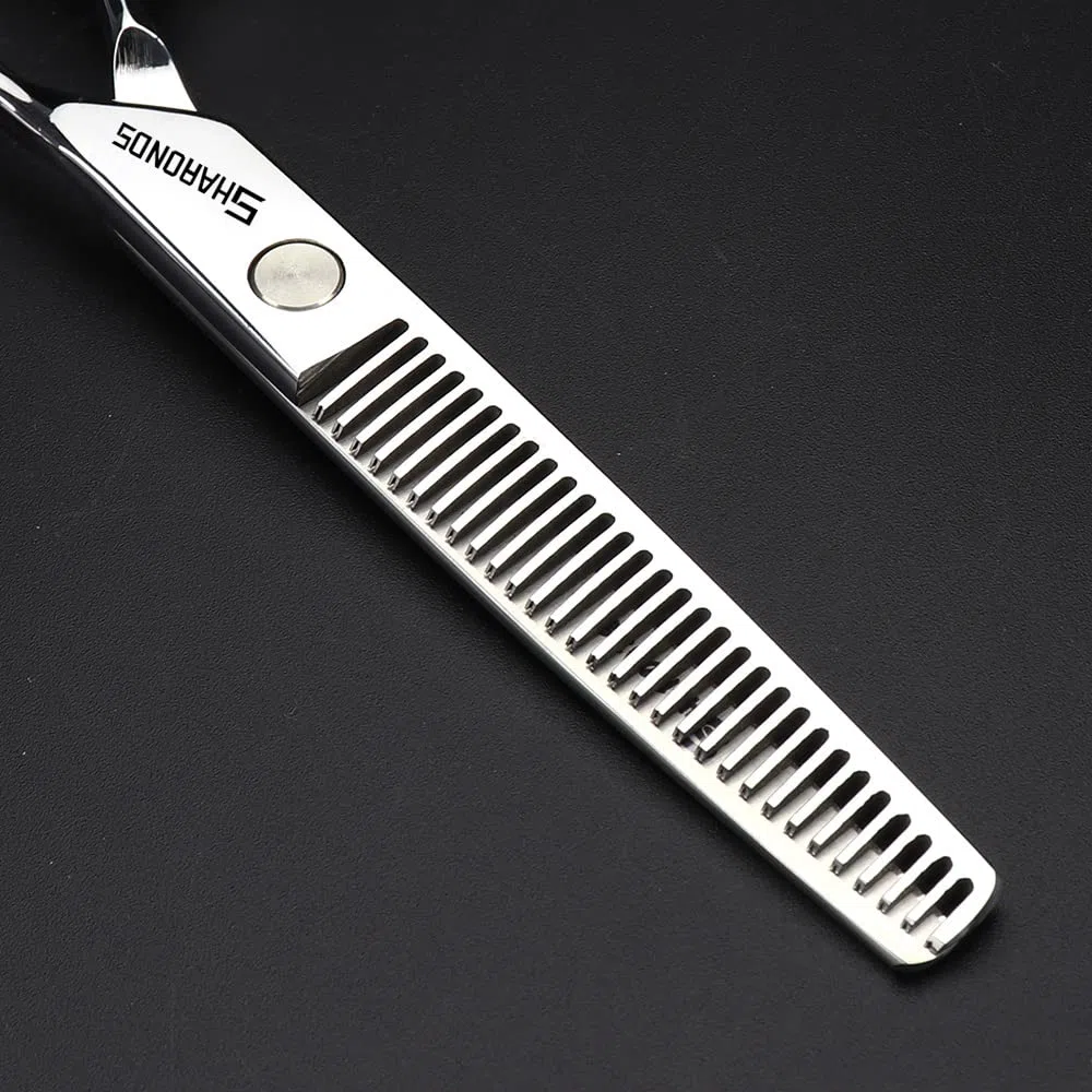 Sharonds cortadora de pelo profesional de 6 pulgadas, tijeras delgadas de acero inoxidable, tijeras eficientes(Tijeras delgadas de 6 pulgadas-E)