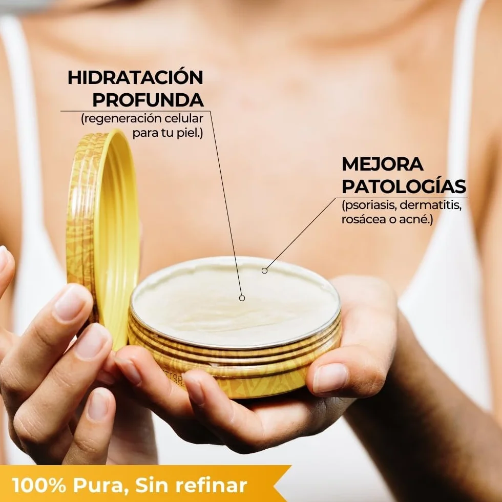 AOKlabs - Oro Africano | SIN REFINAR, PURO, ECOLÓGICO | Manteca de Karité 100% Natural | HIDRATANTE Y REGENERATIVO | Cuidado Integral Piel | CARA CUERPO Y CABELLO | (200 ml)