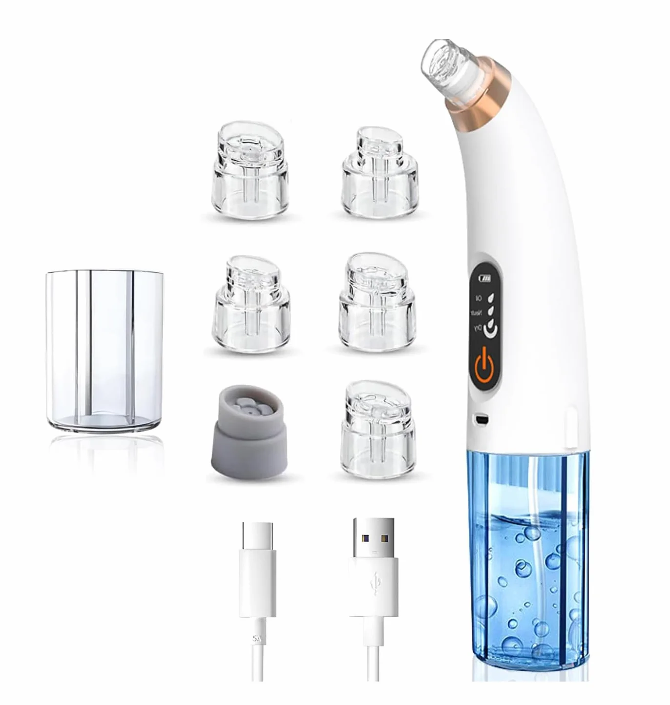 Succionador de Puntos Negros, Limpiador de Poros Facial Eléctrico Con 6 Cabezales y 3 Modos, Extractor de Puntos Negros Facial para Eliminars Puntos Negros, Comedones y El Acné Graso