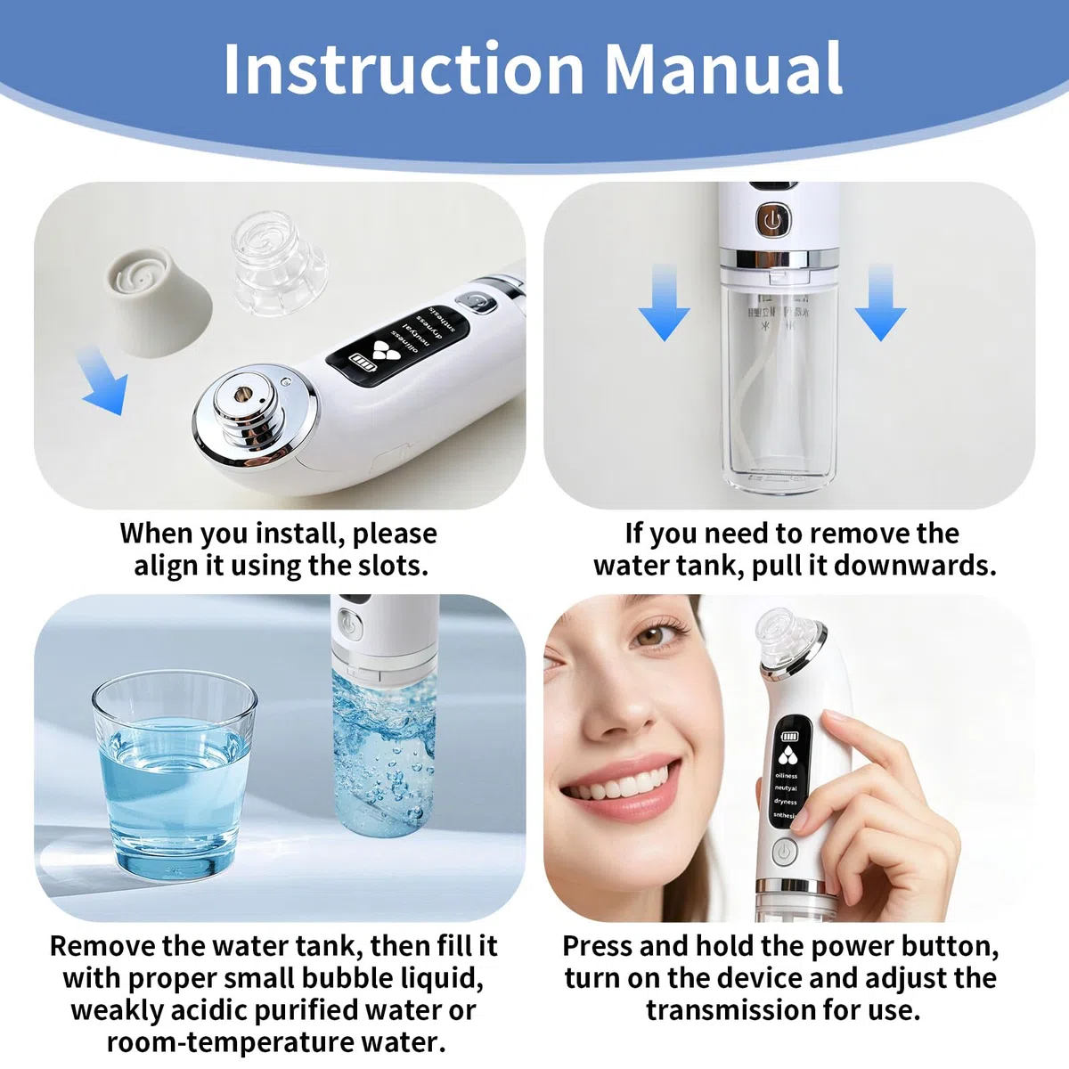 Succionador de Puntos Negros y Limpiador de Poros Facial Eléctrico, Extractor de Puntos Negros con 6 Cabezales y 3 Modos para Limpieza Profunda, Quita Puntos Negros y Acné, Recargable USB