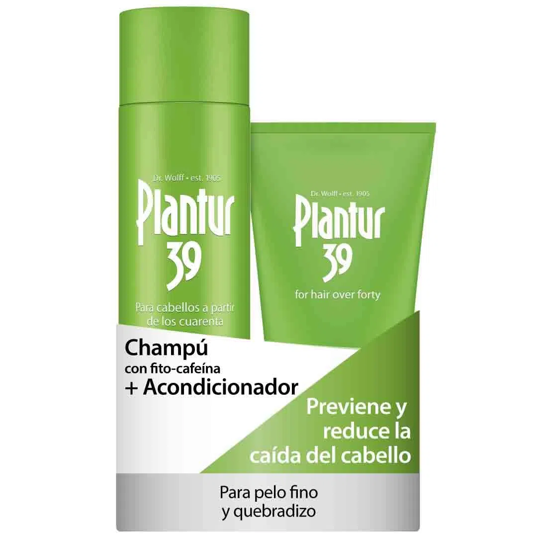 Plantur 39 Phyto Caffeine Shampoo y Conditioner I Champú Mujer con Cafeína 250 ml y Acondicionador 150 ml | Evita y Reduce la Anticaida Cabello | Para la Caida del Cabello Delgado y Frágil