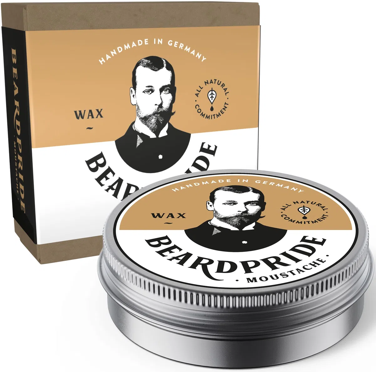 BEARDPRIDE Cera para Barba Hombres - Traditional - Original para Dar Forma al Bigote - a Base de Cera de Abejas - Regalo para Hombres - 55g