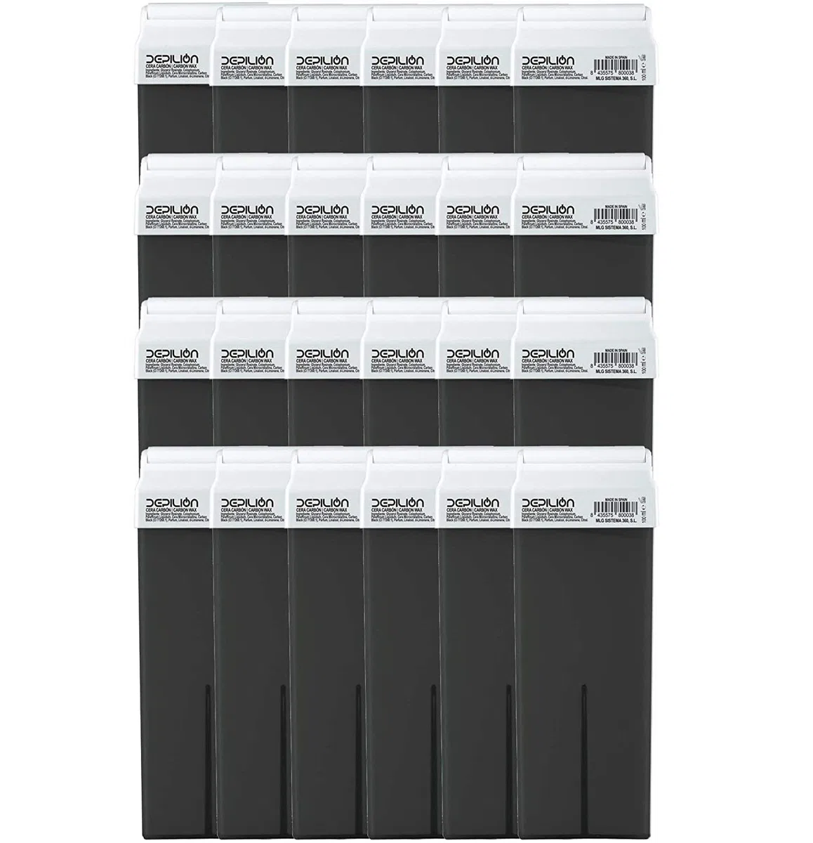 Caja de 24 x Cera Roll On cartuchos de 100ml Carbon Activo | Roll-on Cera para depilación