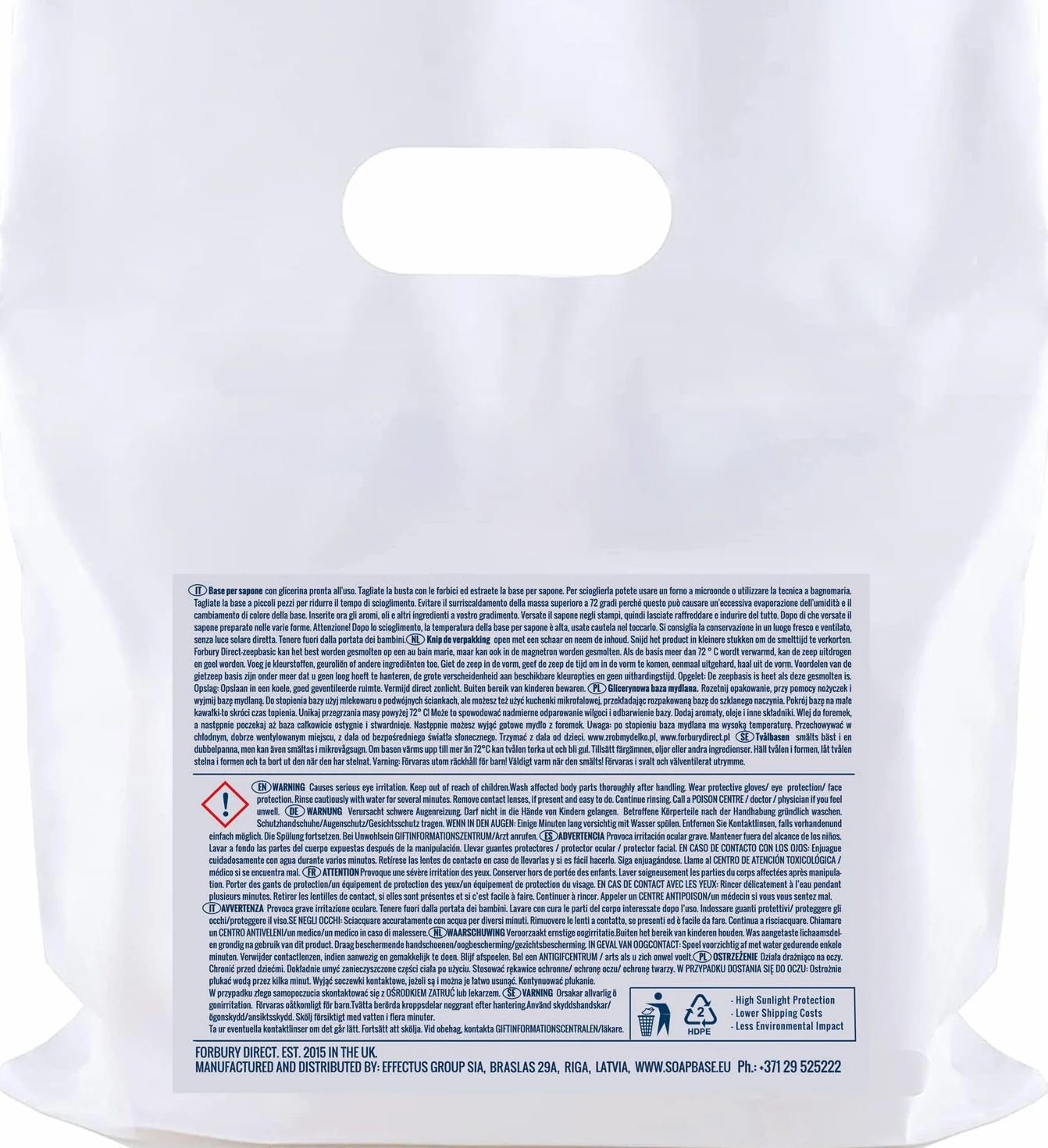 Direct 2 kg (1 kg + 1 kg) Base de jabón transparente sin SLS, Super Clear Soap Base