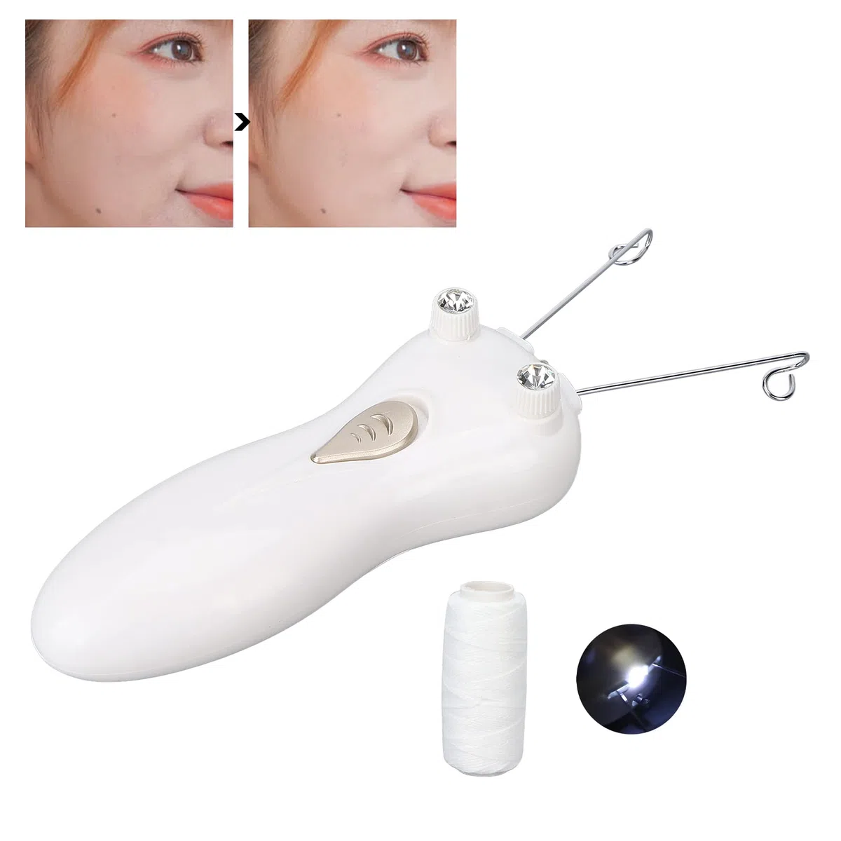 Depiladora de hilo de algodón inalámbrica, removedor de vello facial para damas recargable por USB, afeitadora de depilación sin dolor para cara, barbilla, labio superior, brazos