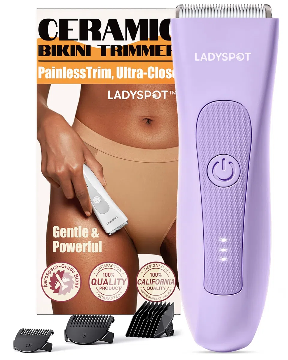 LADYSPOT Afeitadora Mujer, Rasuradora Mujer Zona Intima, Uso en Seco y en Mojad, IPX7 Impermeable, Afeitadora Corporal Recargable, Depiladora Electrica Pubis