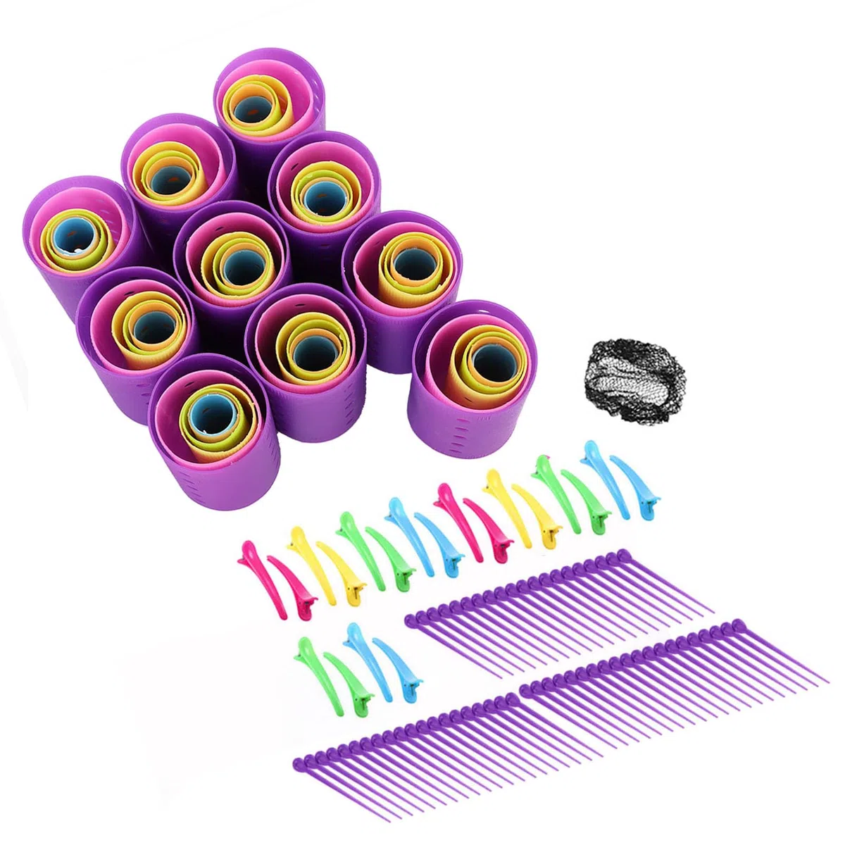 SENECESLI Juego de Rulos para el Cabello, Rulos de Plástico Suave sin Calor para Rizos Suaves, con Clips y Pasadores para Peinar con Volumen, para Peluquería, Uso Doméstico (Juego de para el