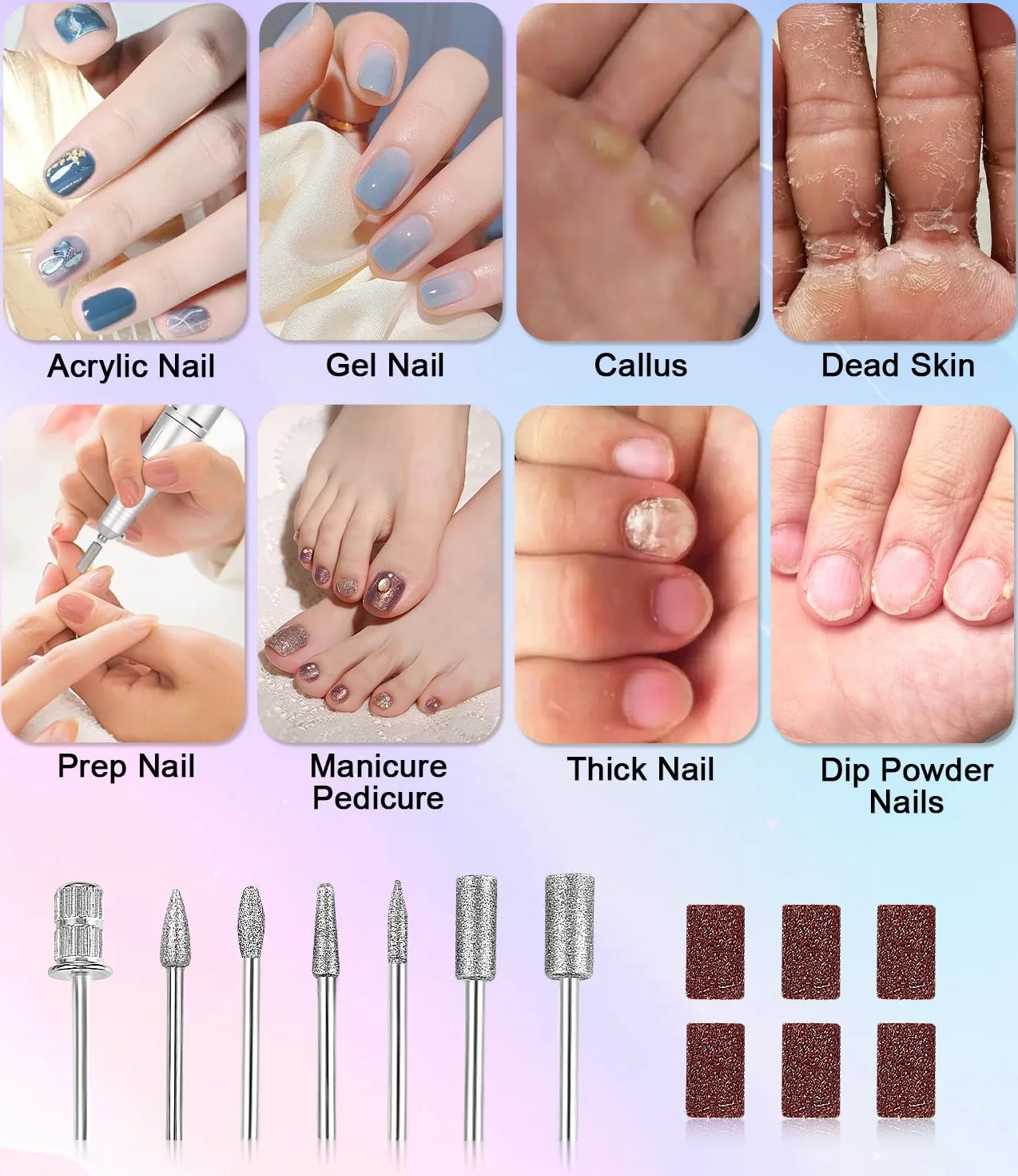 Torno para Uñas Profesional, 45,000RPM Lima Electrica Uñas, Velocidad Ajustable,Set de Accesorios para Manicura y Pedicura con Brocas de Cerámica,para Uso Doméstico Salones de Uñas
