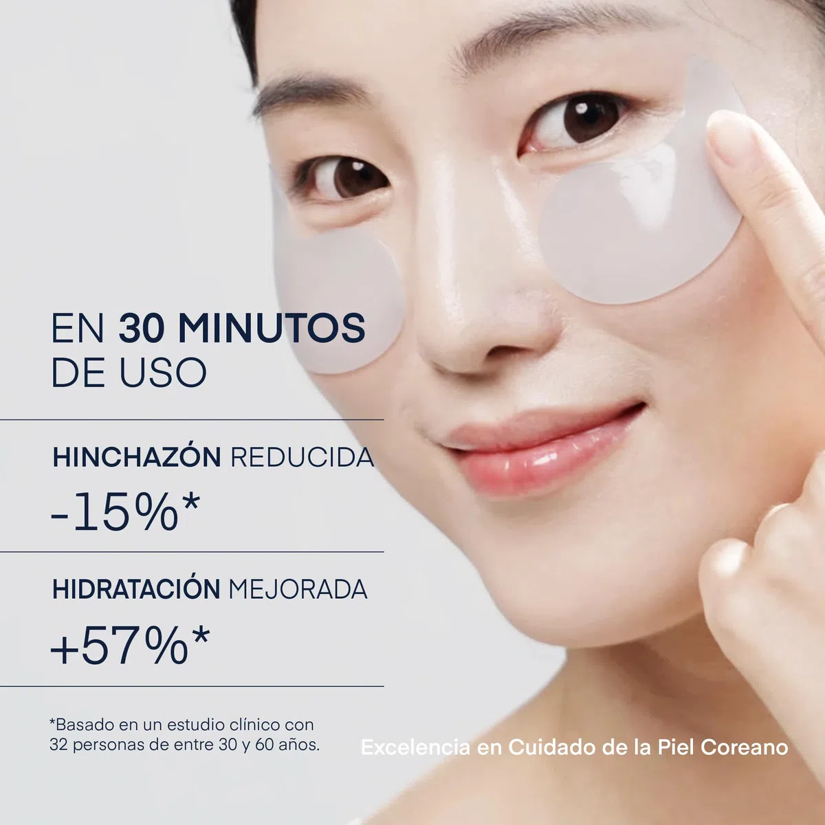 Parche Ojos para Bolsas y Ojeras Coreano: Antiarrugas y Contorno de Ojos con Cafeína Niacinamida y Ácido Hialurónico, Vegano, Testado en Piel Sensible, 30 Pares - Korean Skincare Under Eye Patches