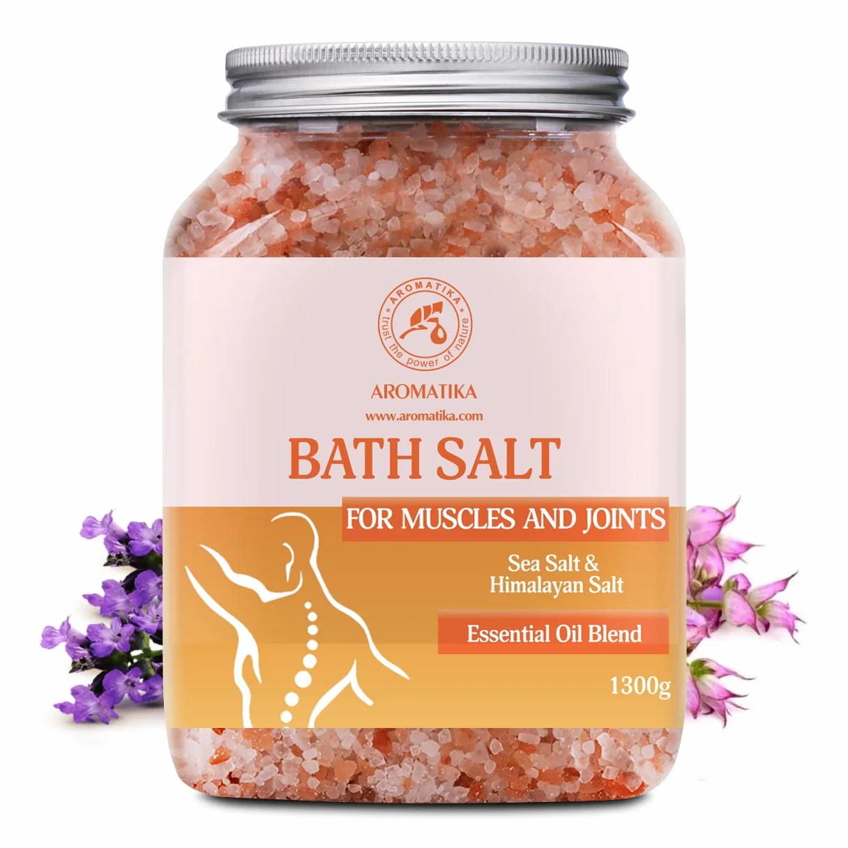 Sales de Baño Articulaciones & Músculos 1300g - Aceites Esenciales de Lavanda & Salvia & Romero - 100% Natural Sales Marinas - Calma los Músculos Cansados - Desintoxica - Relajación